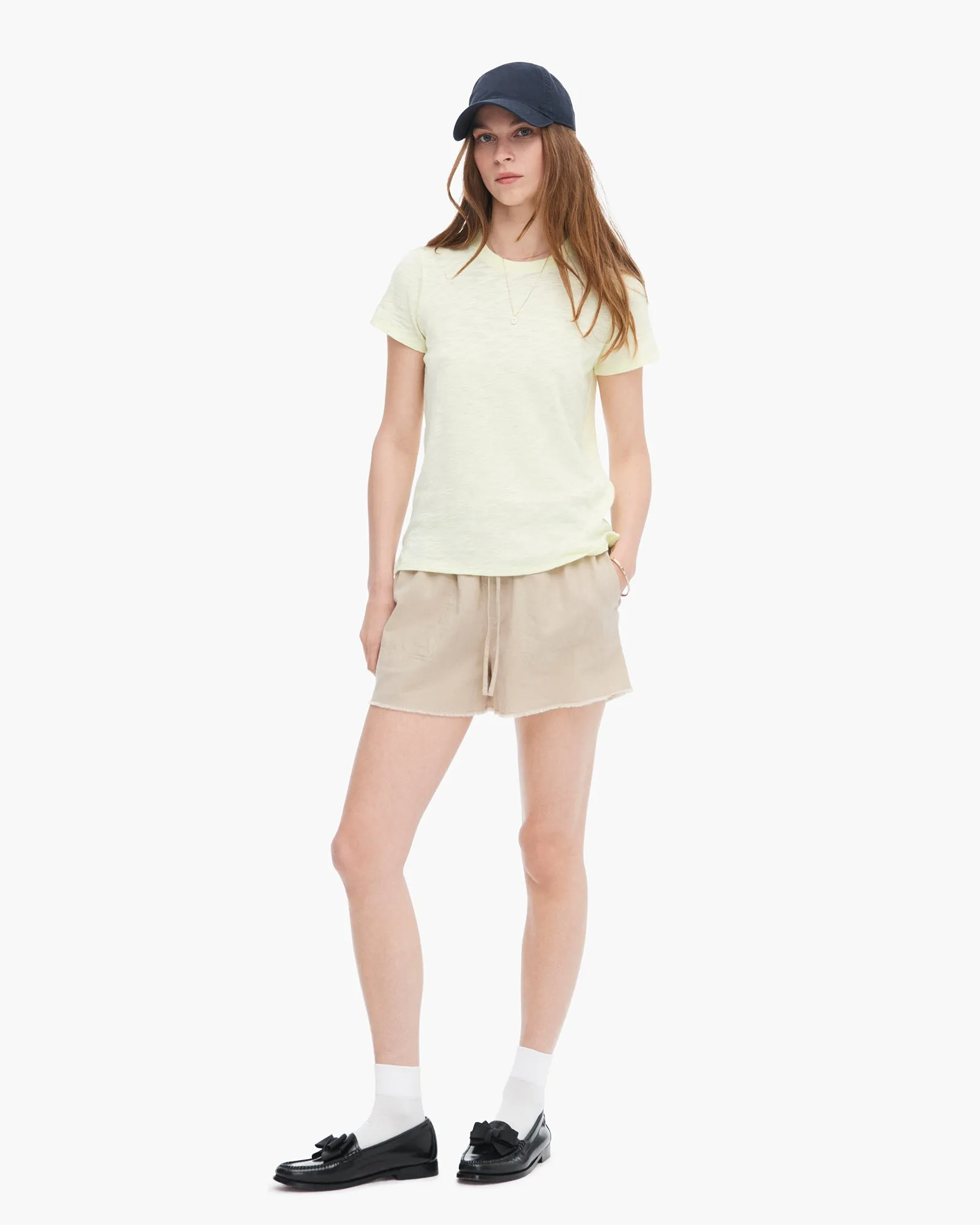 Slub Jersey Schoolboy Short Sleeve Crew Neck Tee - Tender Yellow minimal mood