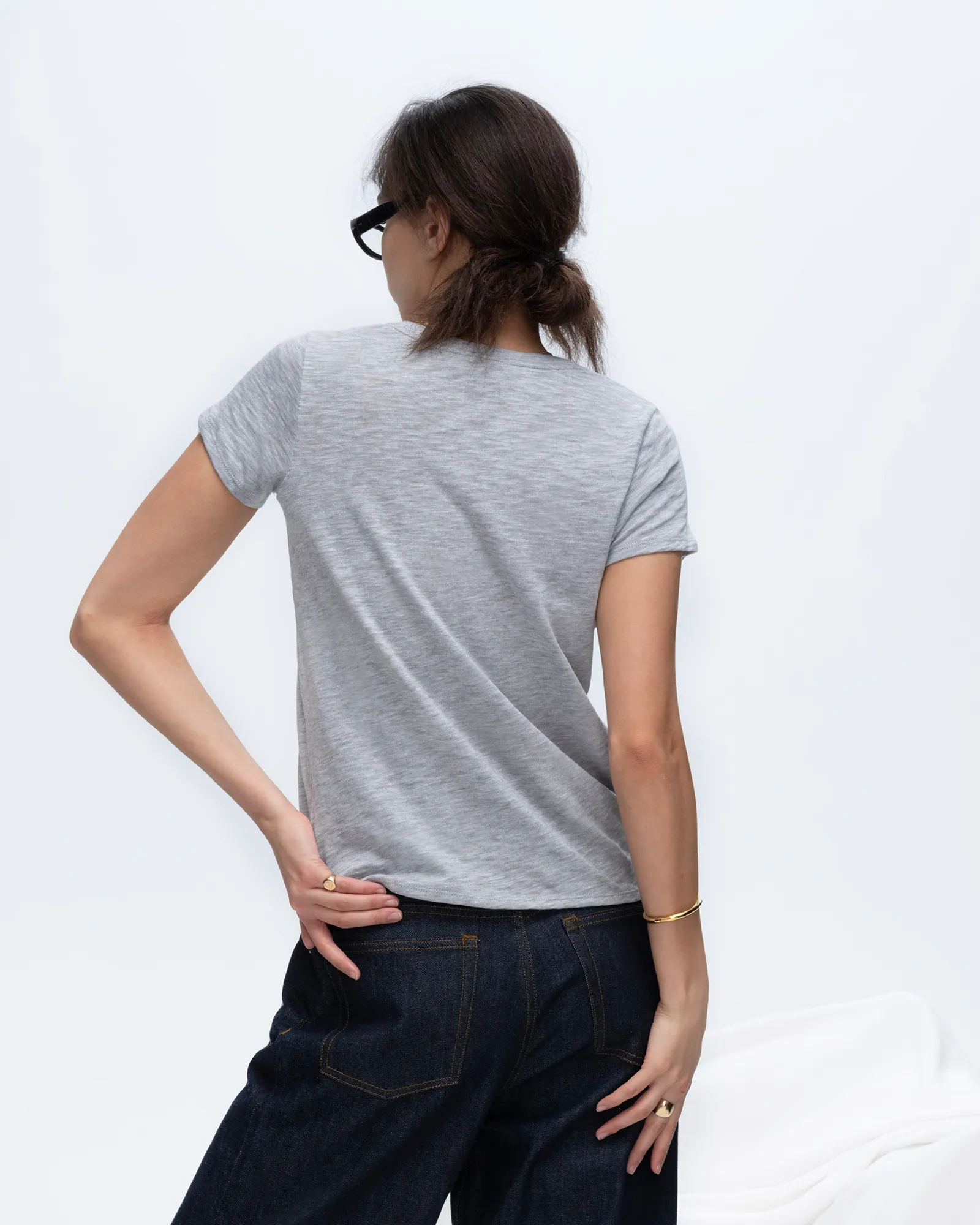 Slub Jersey Schoolboy V-Neck Tee - Heather Grey active vibe