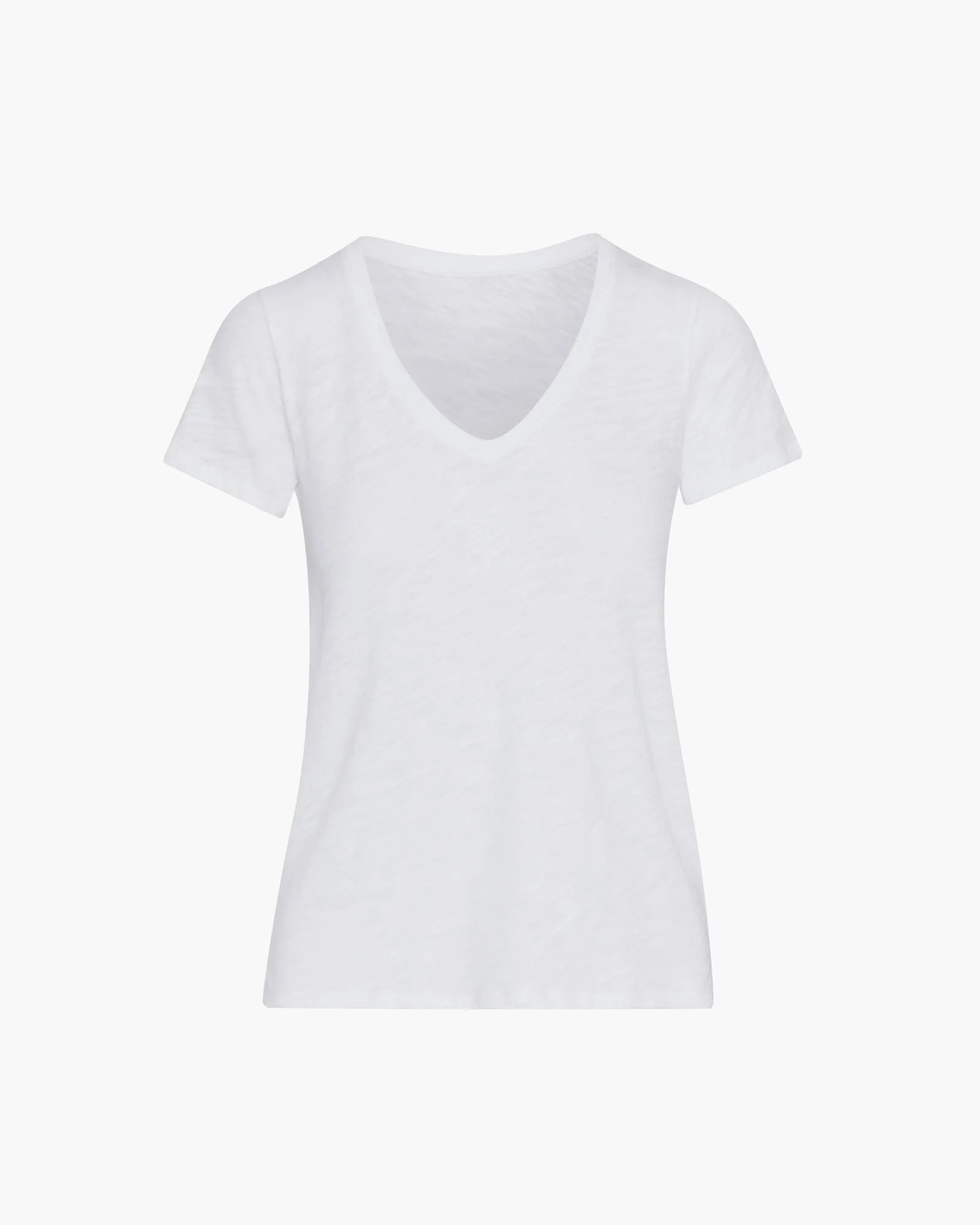 Slub Jersey Schoolboy V-Neck Tee - White cozy comfort