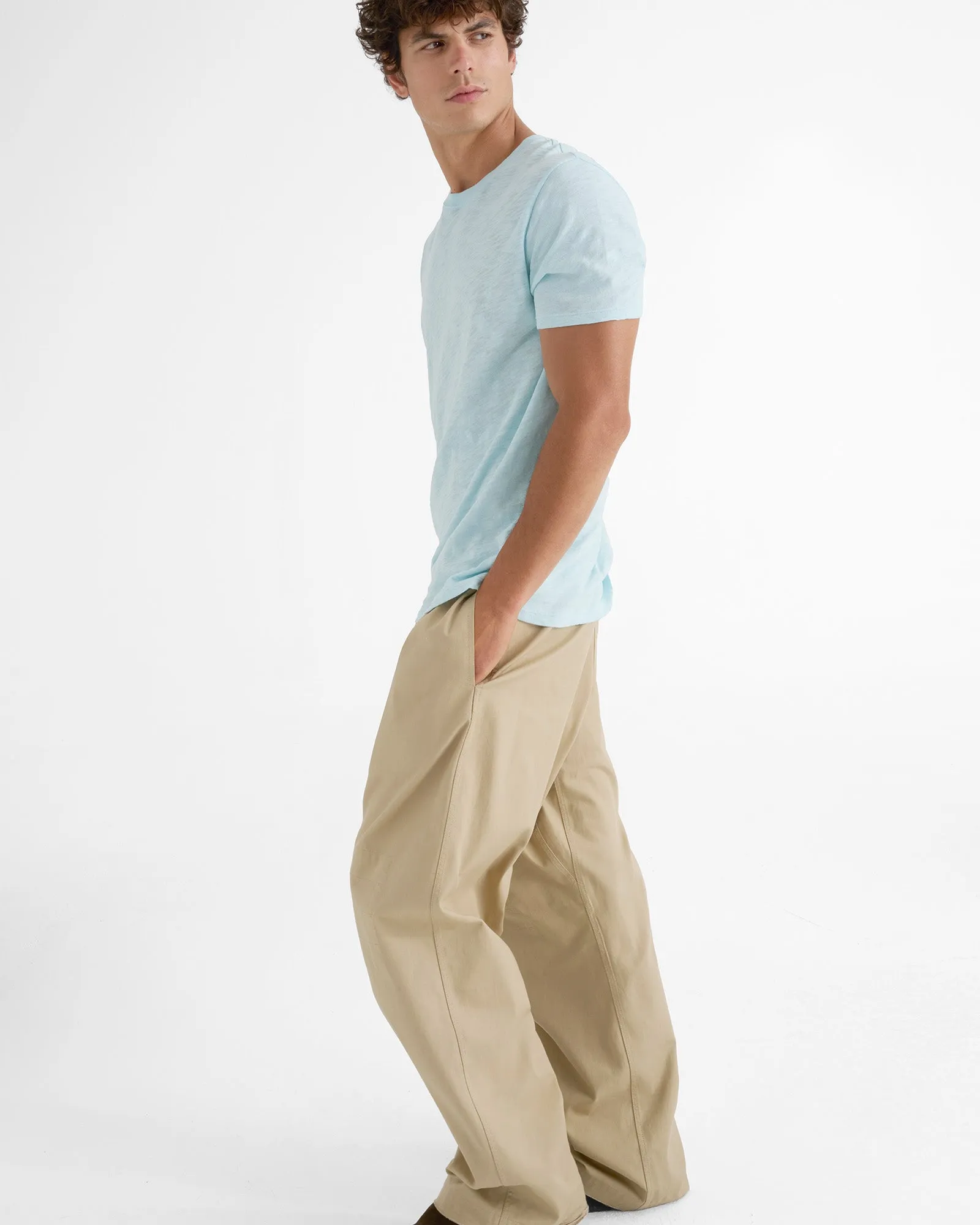 Slub Jersey Short Sleeve Crew Neck Tee - Ocean Blue casual trend