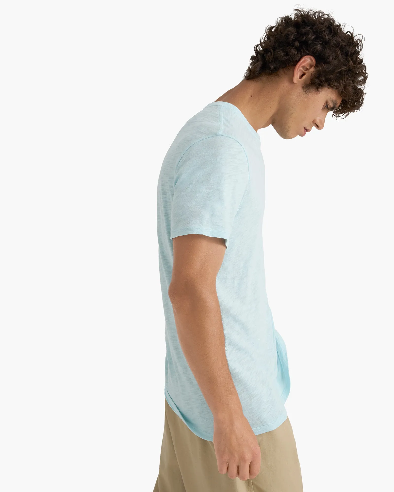 Slub Jersey Short Sleeve Crew Neck Tee - Ocean Blue neutral vibe