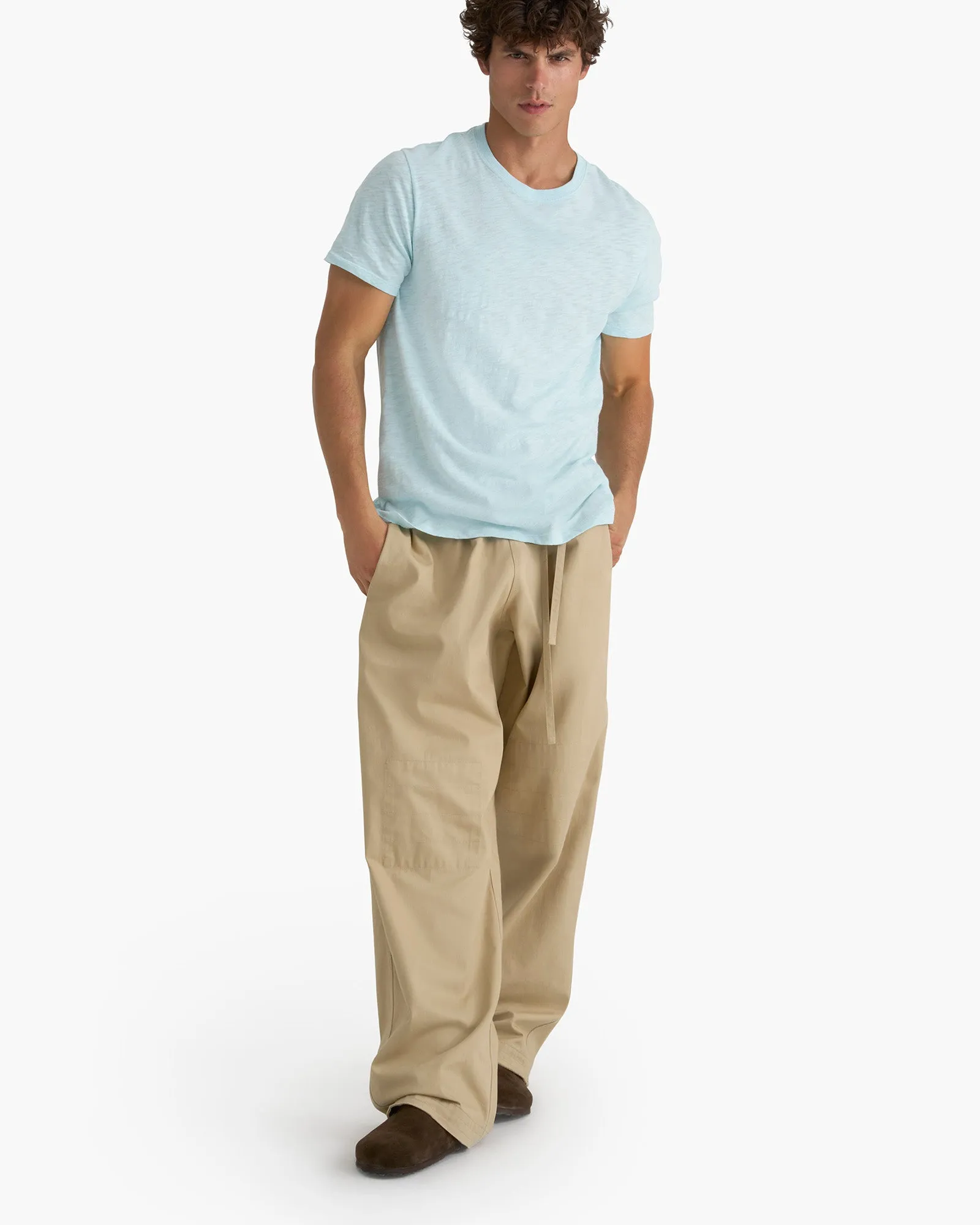 Slub Jersey Short Sleeve Crew Neck Tee - Ocean Blue love layer