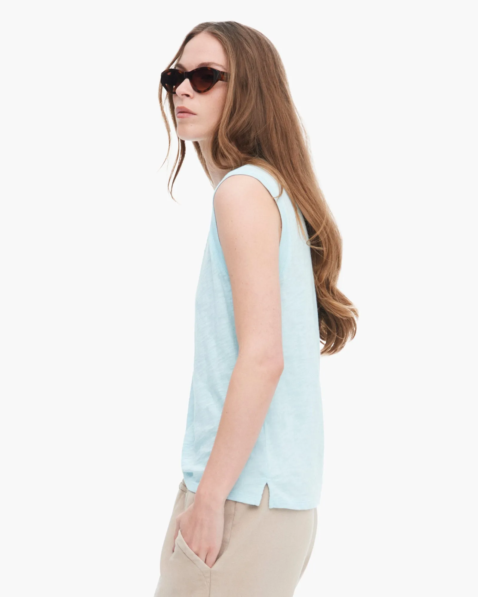 Slub Jersey Sleeveless Schoolboy - Ocean Blue sleep ease