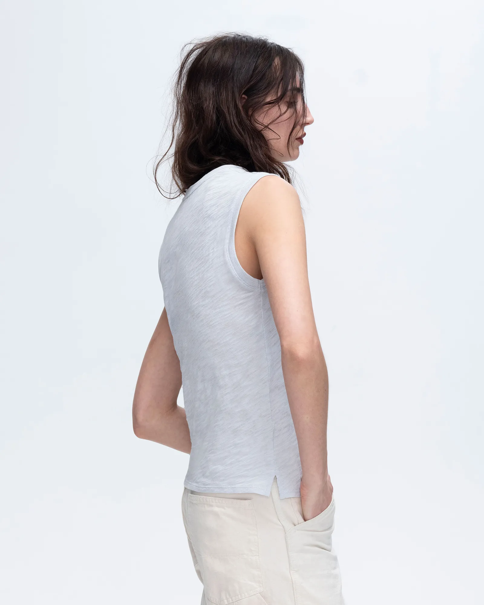 Slub Jersey Sleeveless Schoolboy - Powder Blue light move