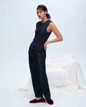 Slub Jersey Sleeveless Schoolboy Tee - Midnight heat zone