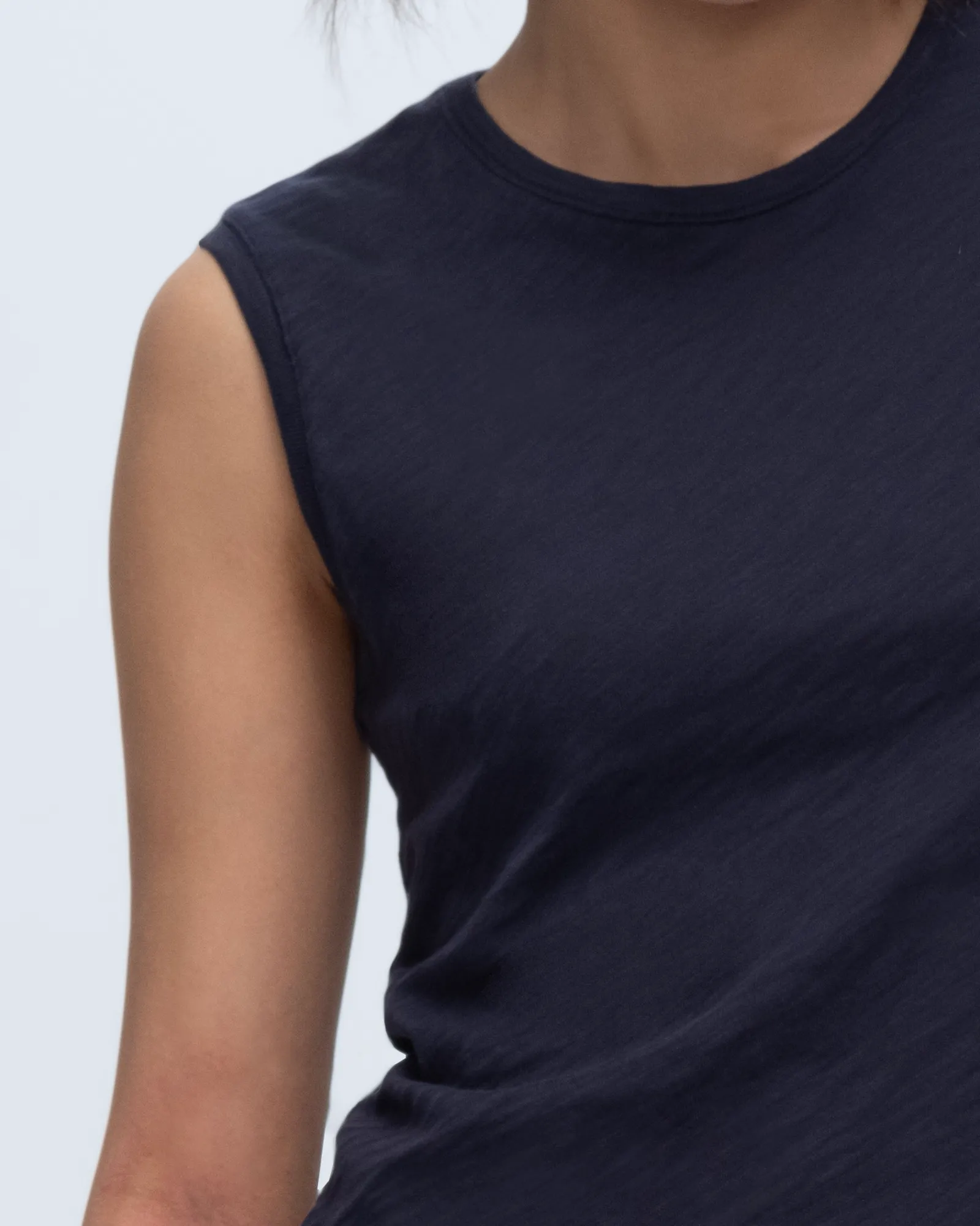 Slub Jersey Sleeveless Schoolboy Tee - Midnight daily tone