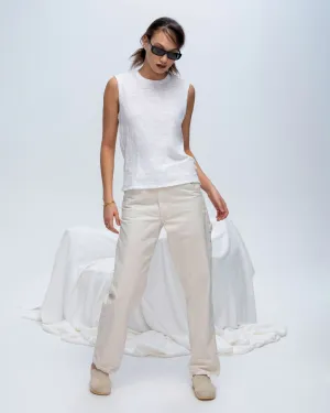 Slub Jersey Sleeveless Schoolboy Tee - White free gear