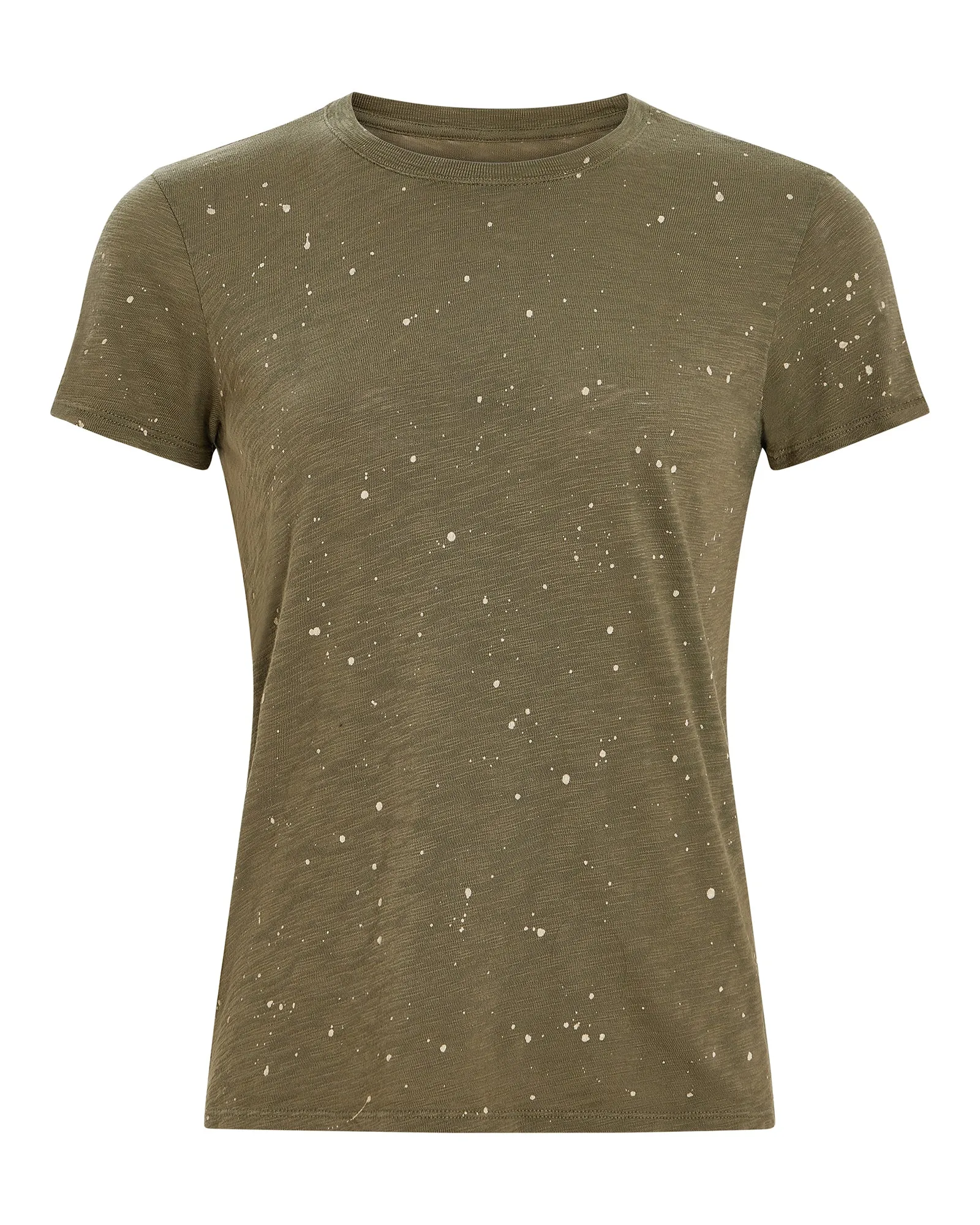 Slub Jersey Splatter Paint Schoolboy Short Sleeve Crew Neck Tee - Army-Faded Dune style base