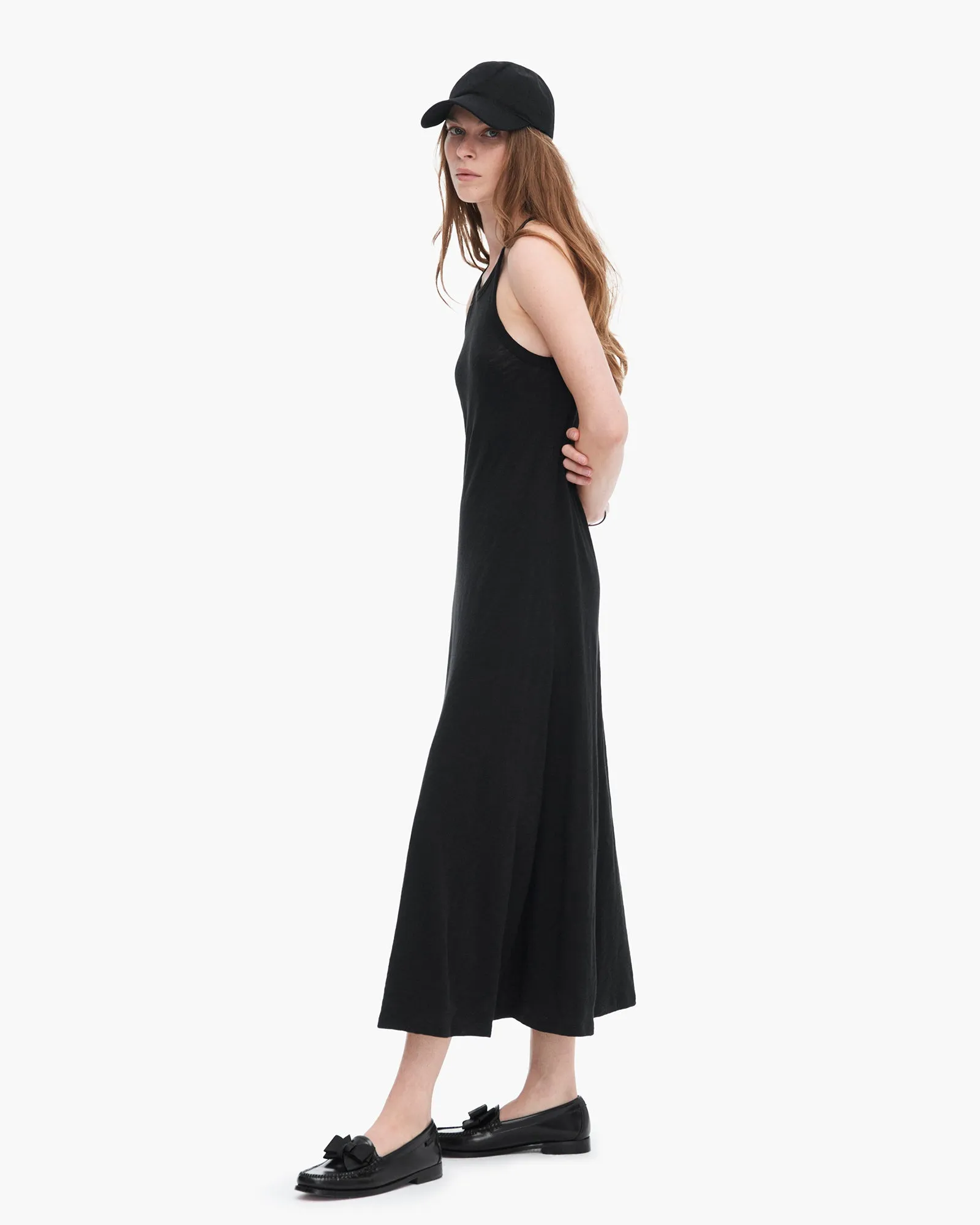 Slub Jersey Tank Maxi Dress - Black feminine feel