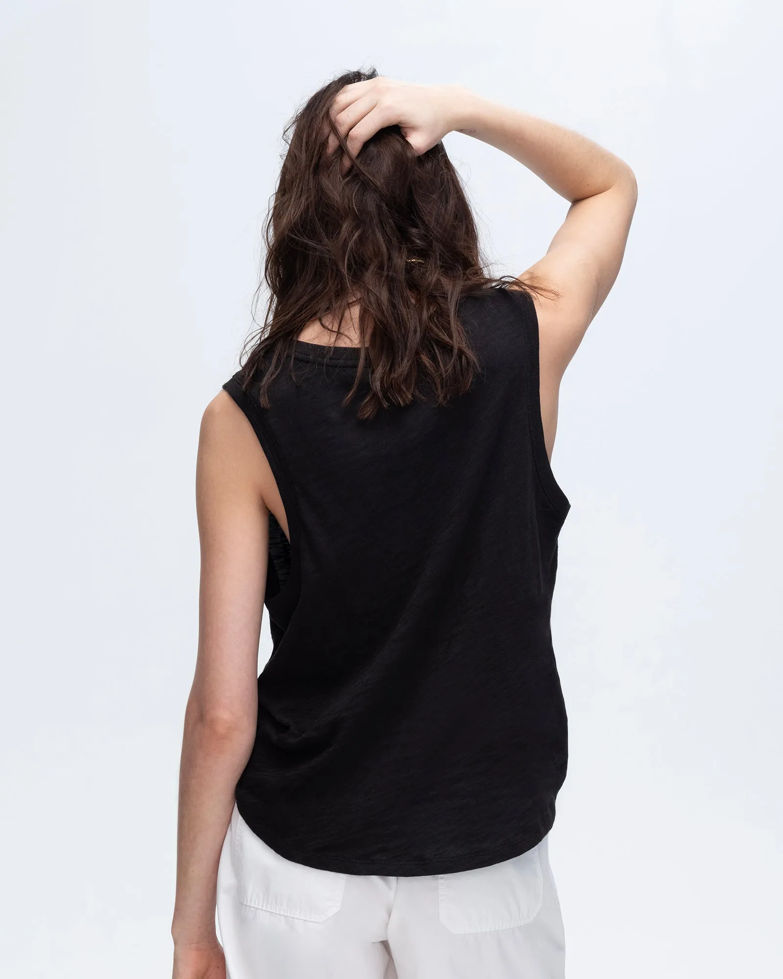 Slub Jersey V-Neck Tank - Black fit fix