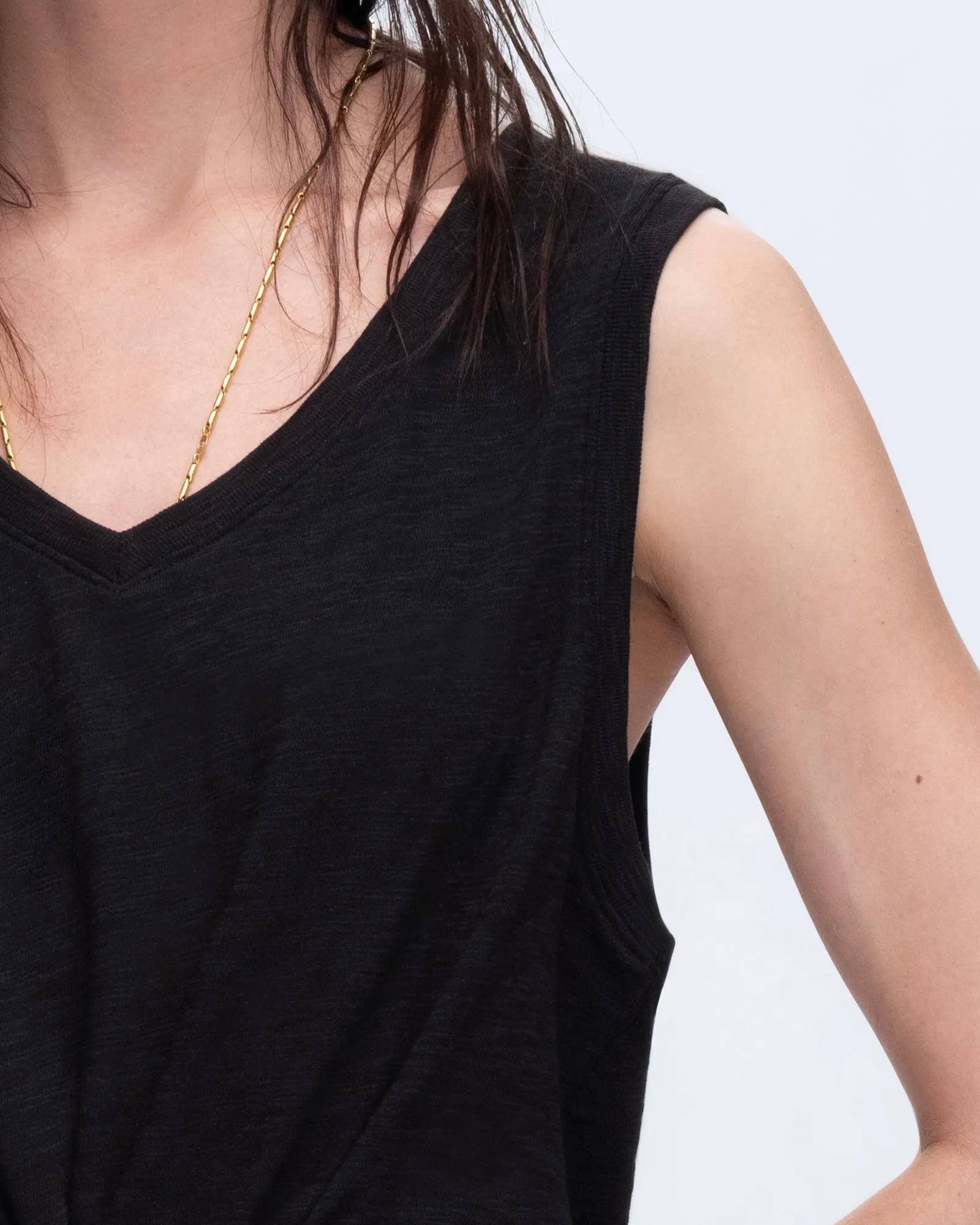 Slub Jersey V-Neck Tank - Black layer game