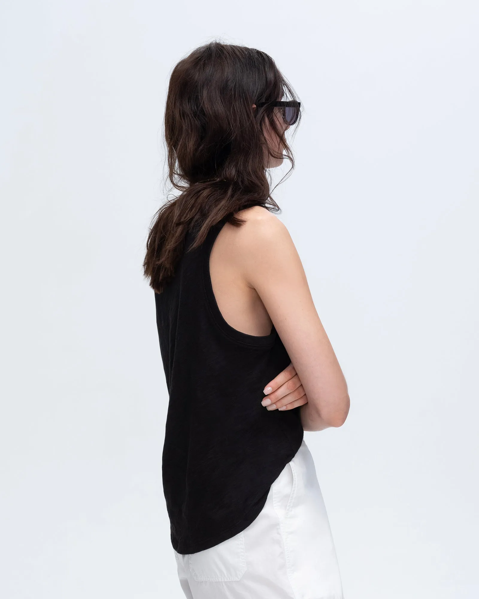 Slub Jersey V-Neck Tank - Black day ease
