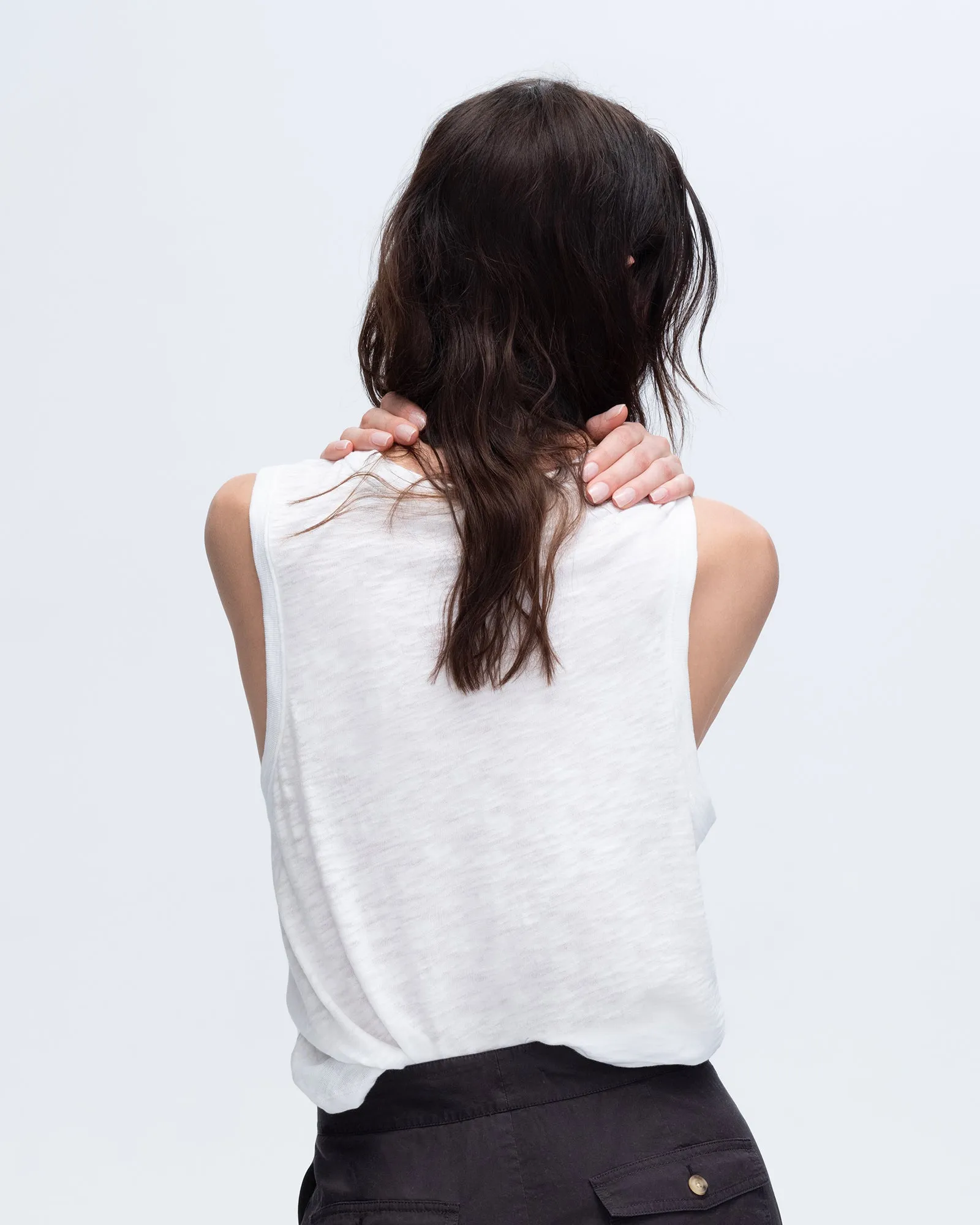 Slub Jersey V-Neck Tank - White daily ease