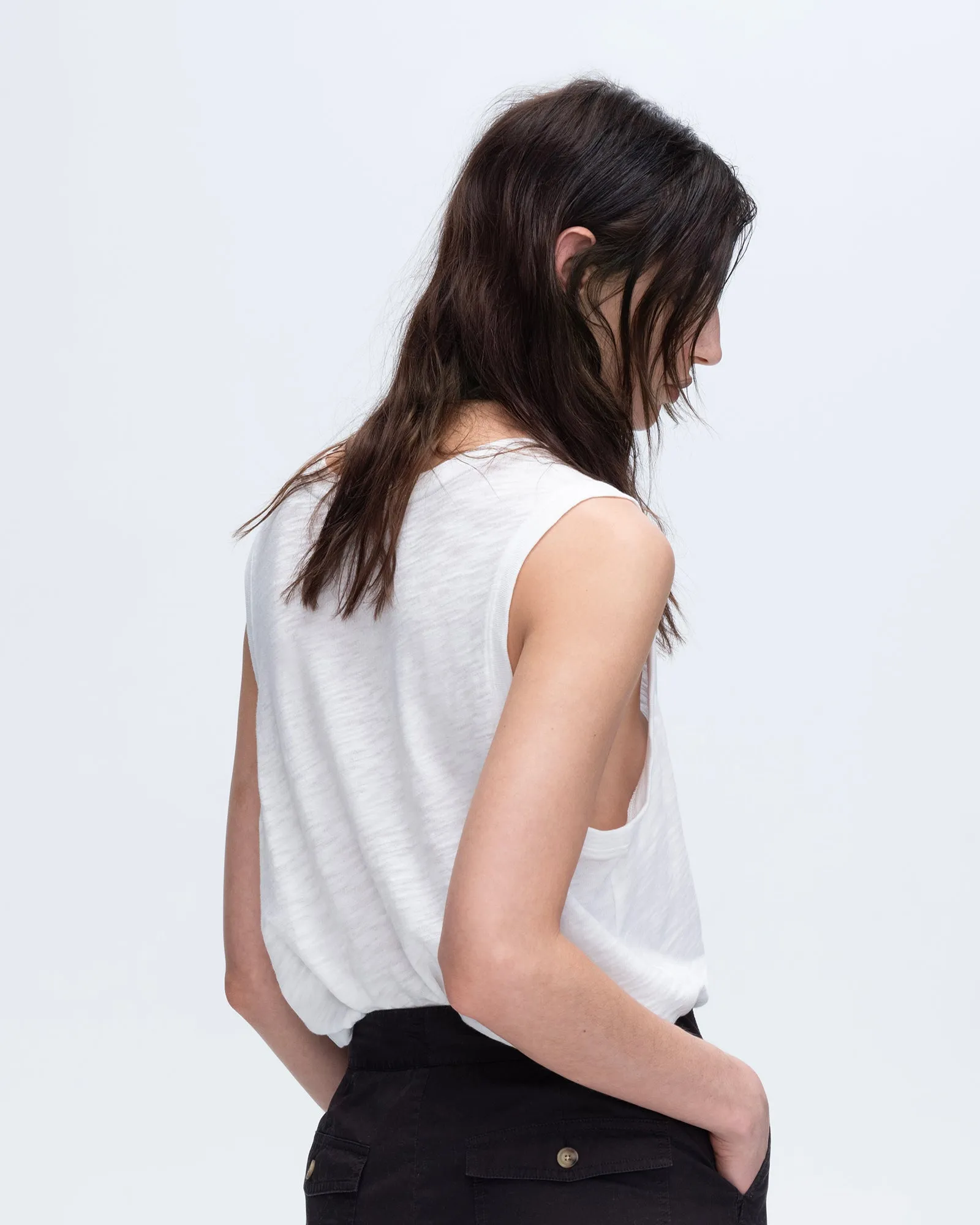 Slub Jersey V-Neck Tank - White fresh fit