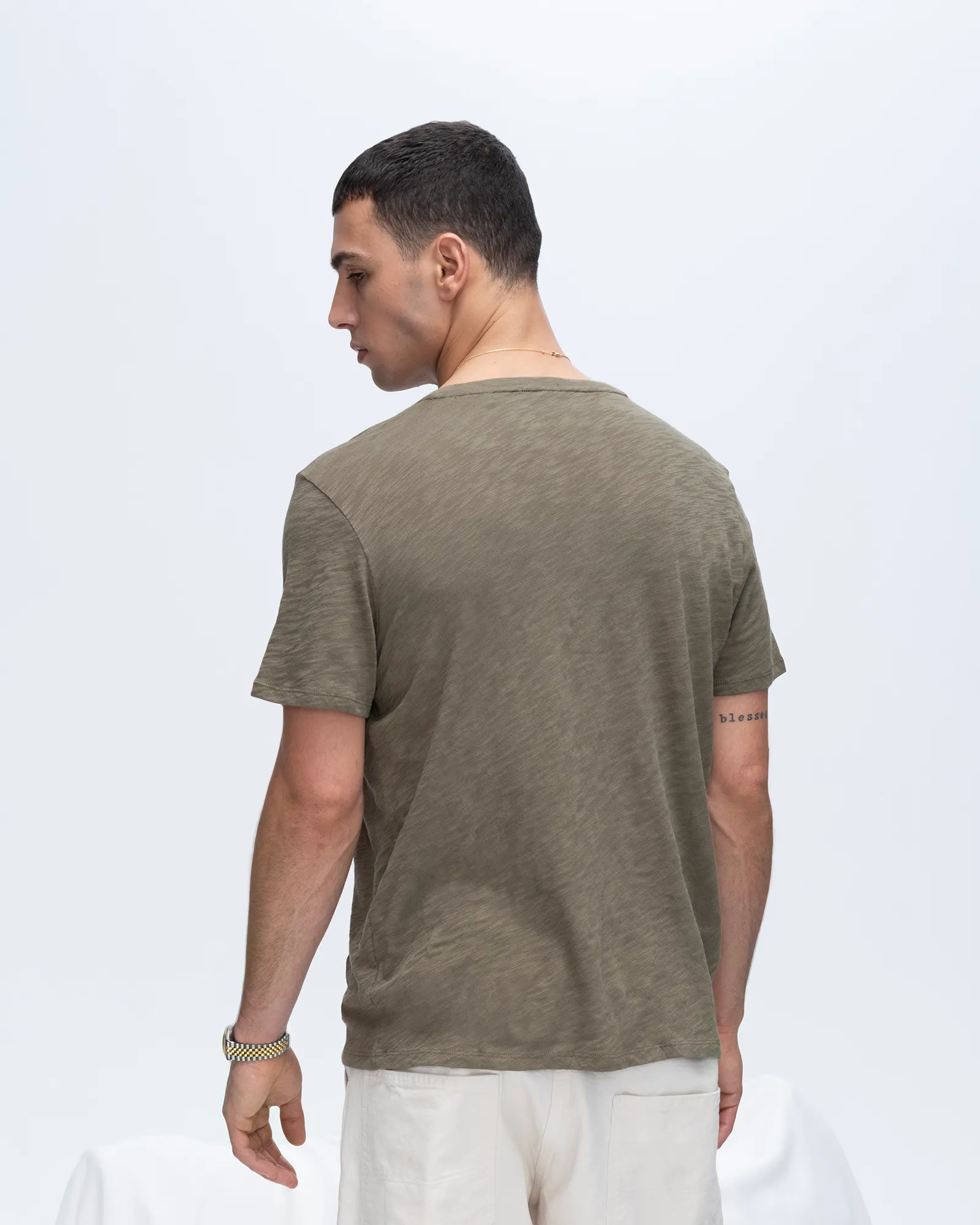 Slub Jersey V-Neck Tee - Army spirit gear