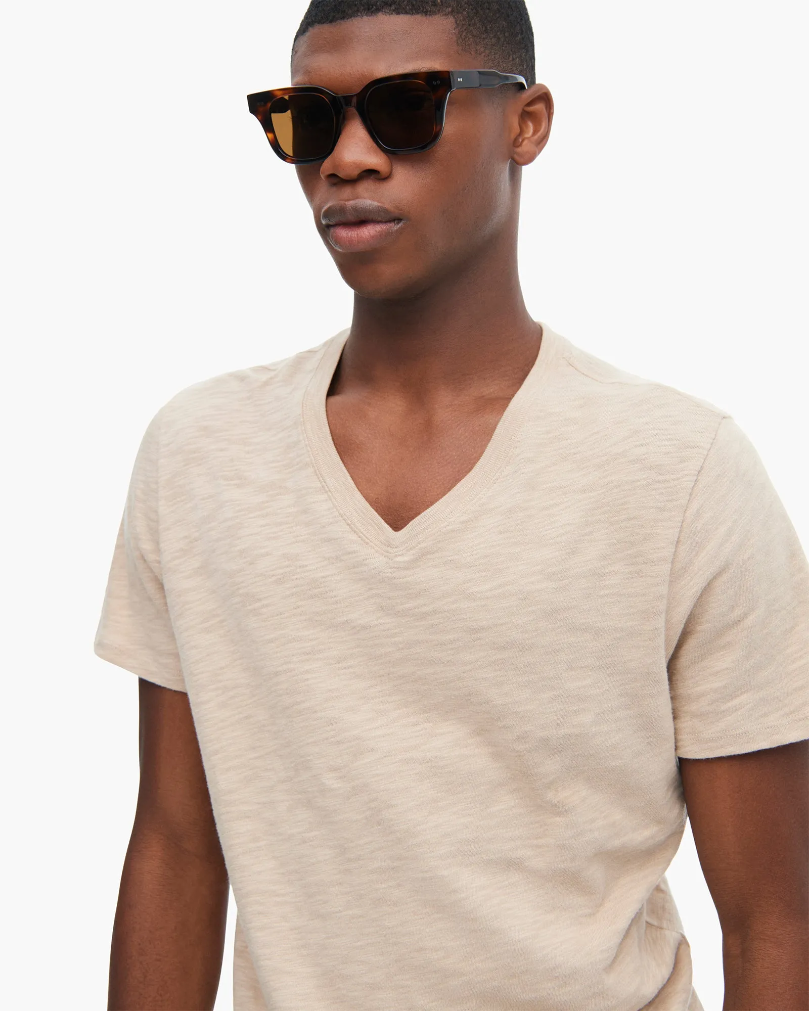 Slub Jersey V-Neck Tee - Dune home pick