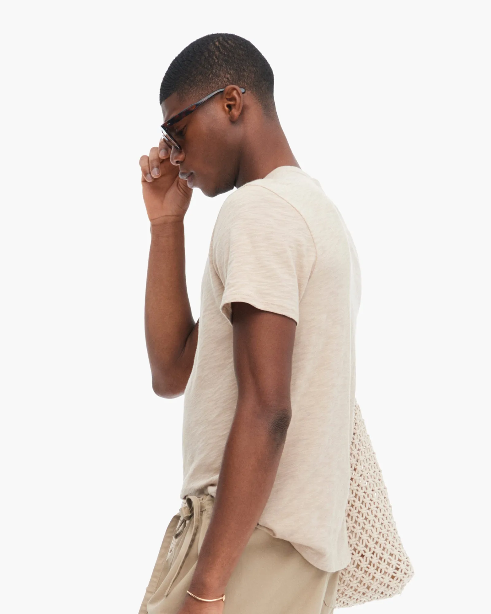 Slub Jersey V-Neck Tee - Dune active wear