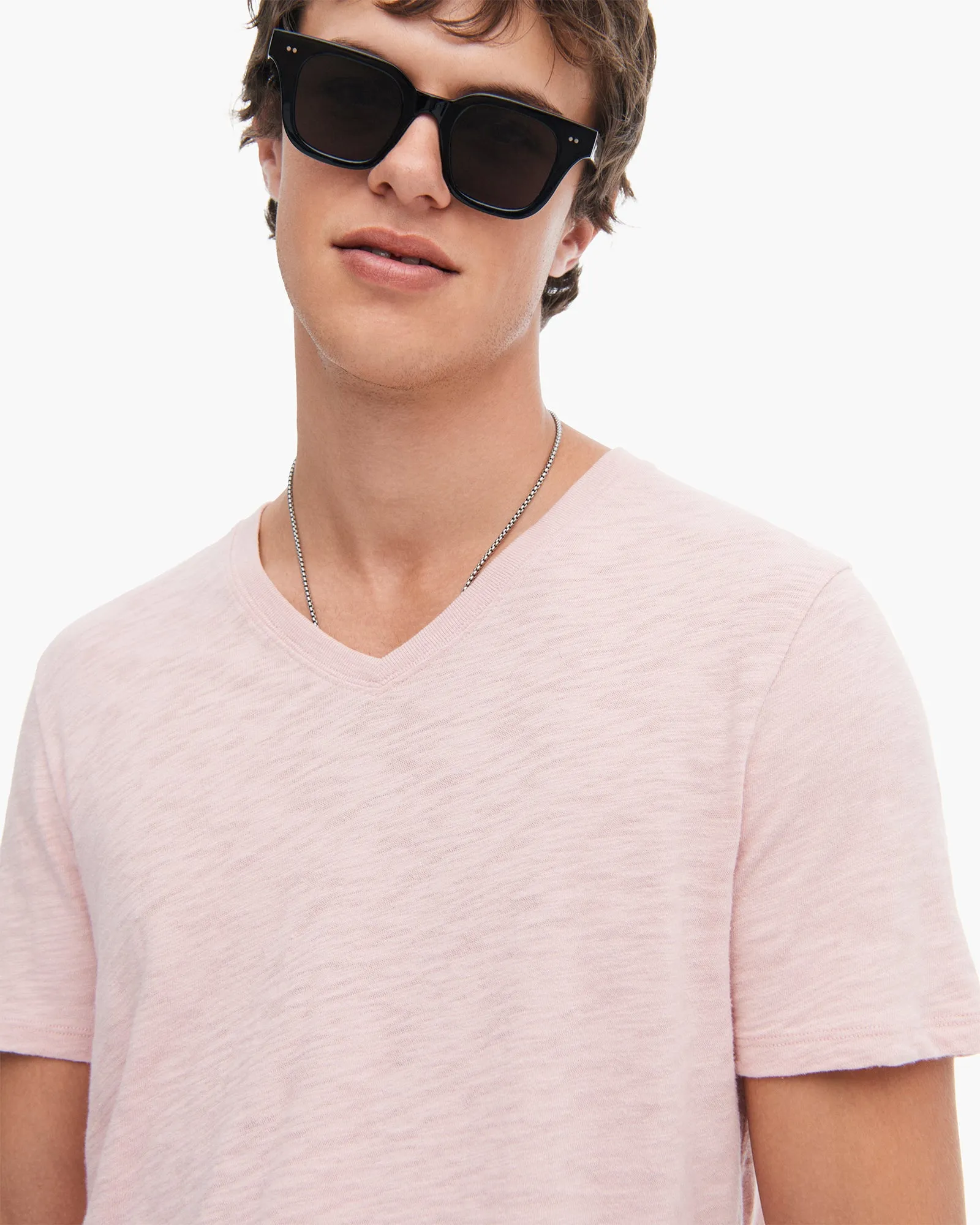 Slub Jersey V-Neck Tee - English Rose feel good