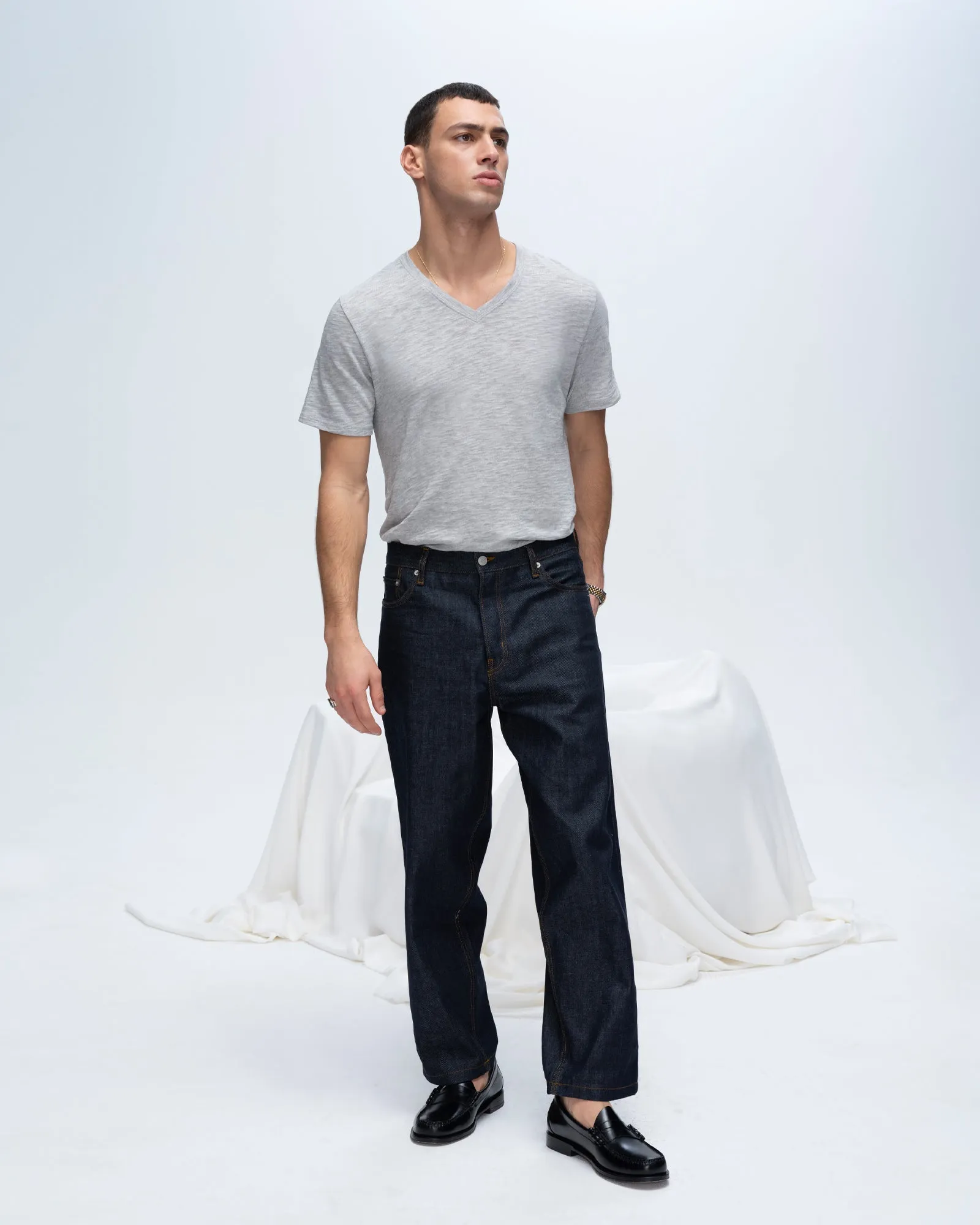 Slub Jersey V-Neck Tee - Heather Grey active wear