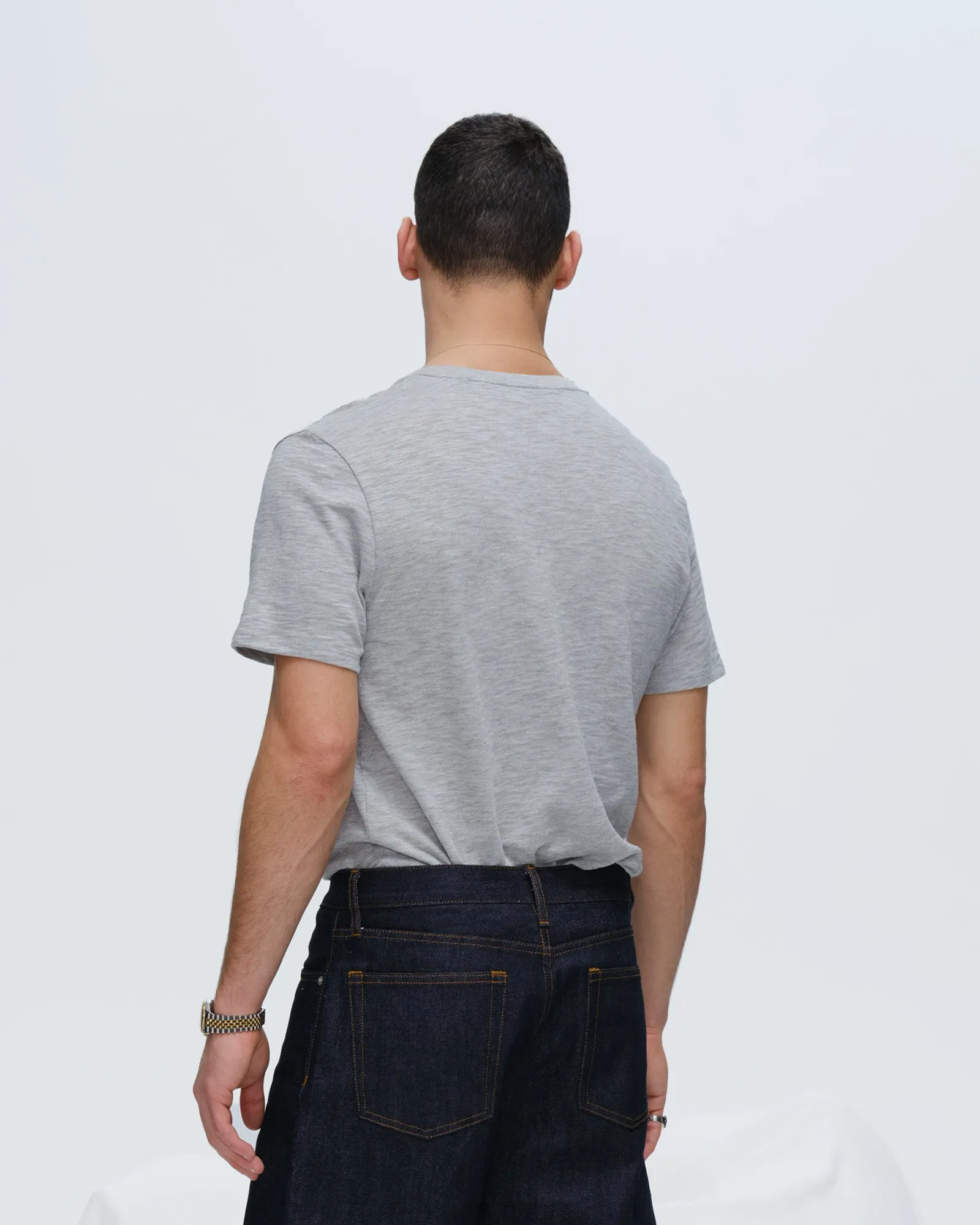 Slub Jersey V-Neck Tee - Heather Grey local style