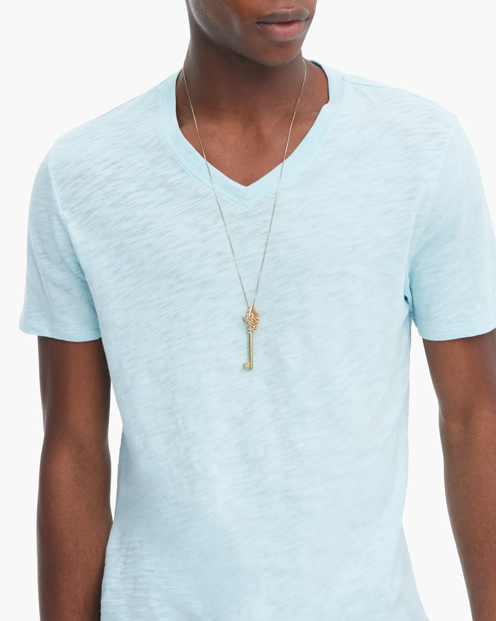Slub Jersey V-Neck Tee - Ocean Blue youth vibe