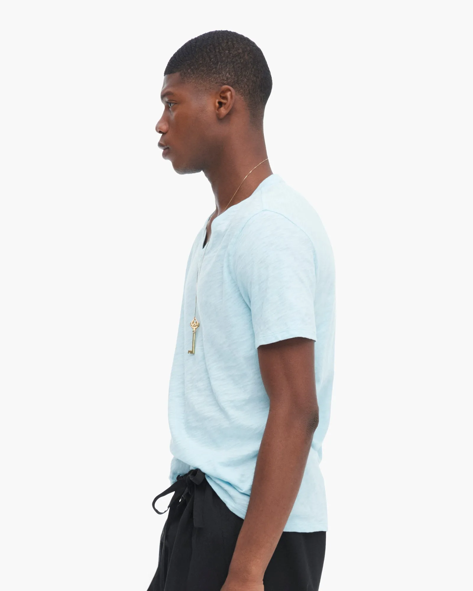 Slub Jersey V-Neck Tee - Ocean Blue active wear