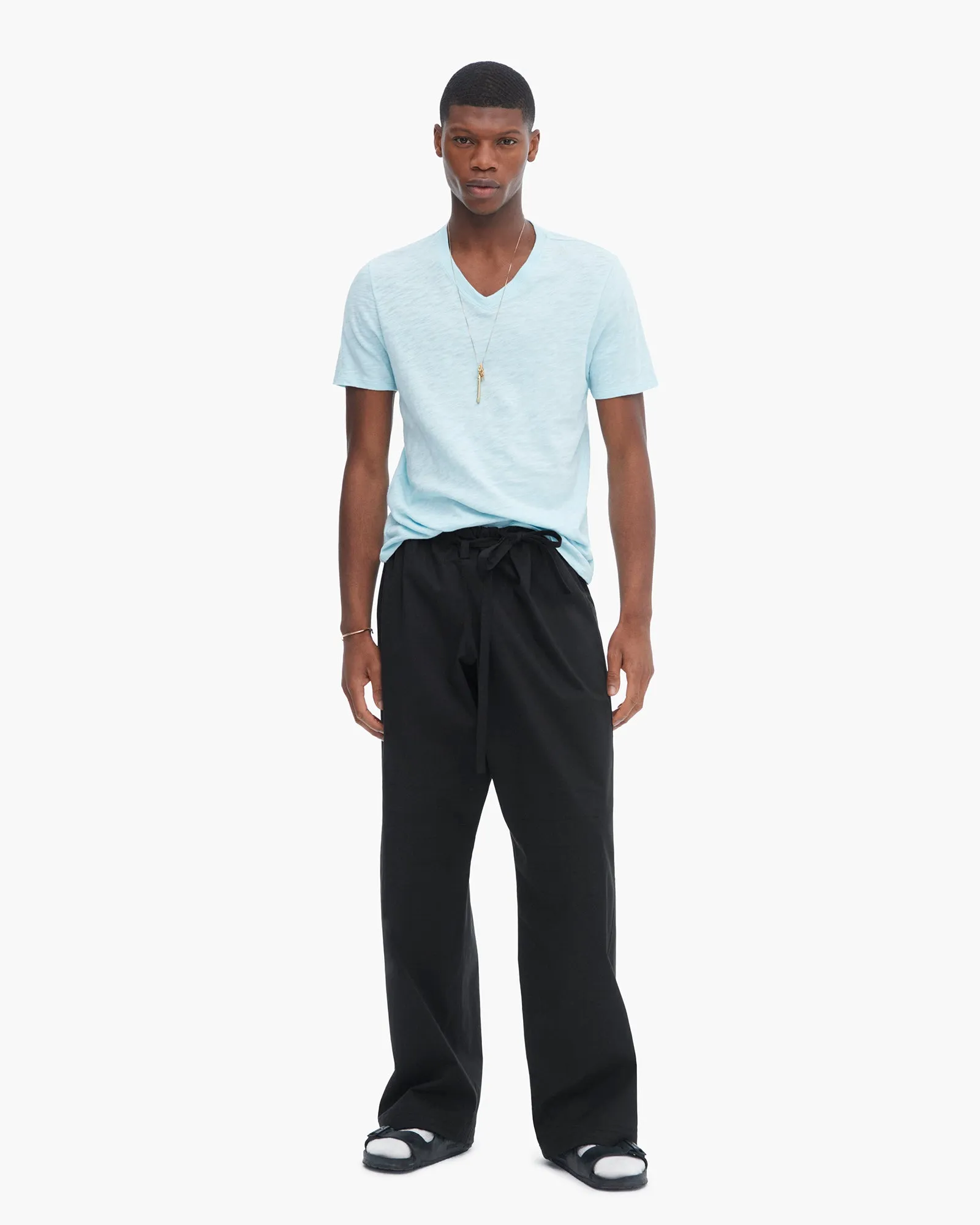 Slub Jersey V-Neck Tee - Ocean Blue relax mode