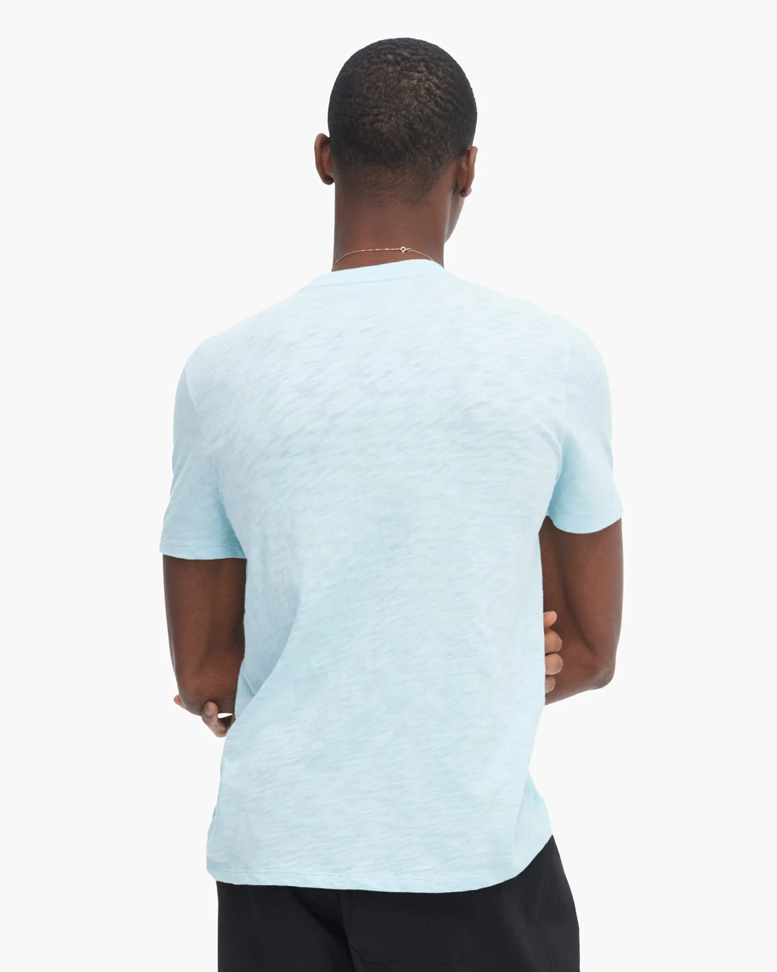 Slub Jersey V-Neck Tee - Ocean Blue sleek piece