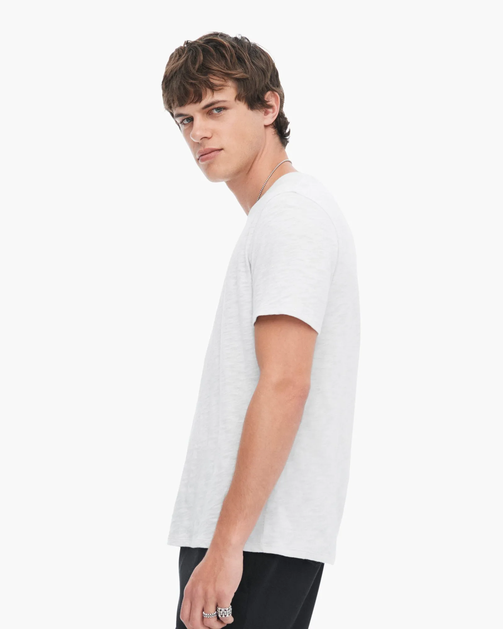 Slub Jersey V-Neck Tee - Silver smooth feel