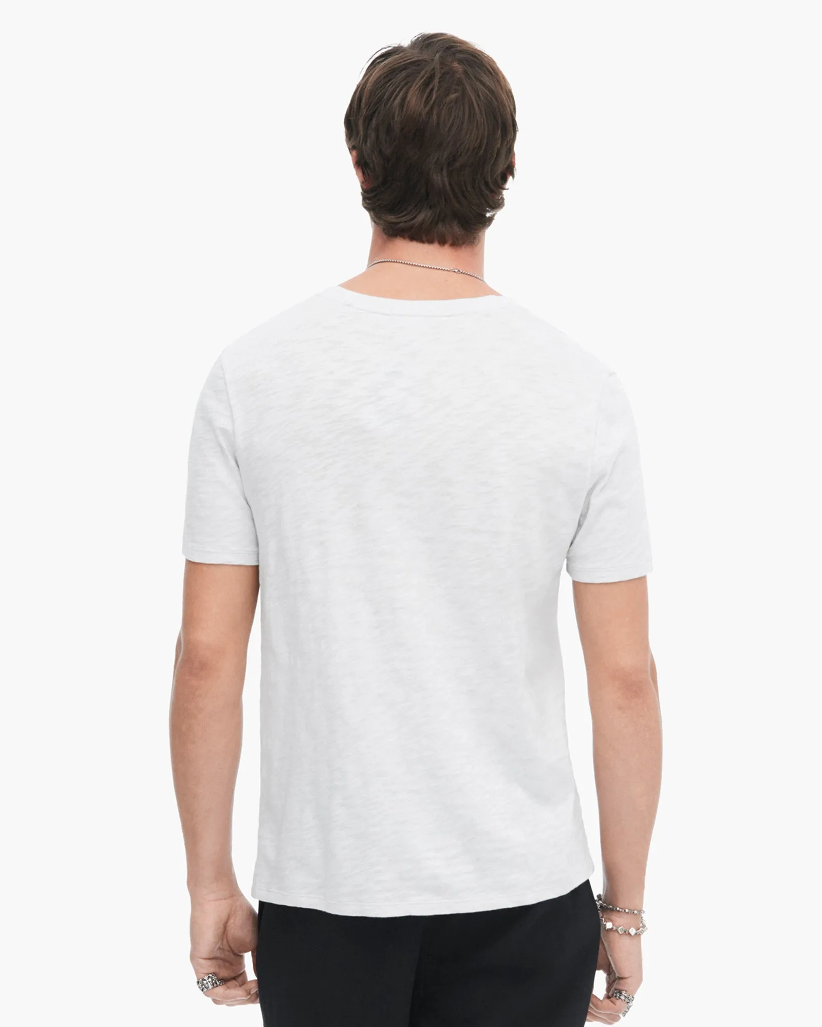 Slub Jersey V-Neck Tee - Silver metro style