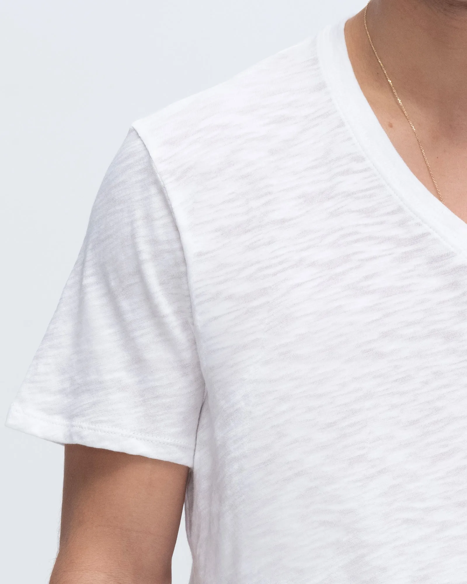 Slub Jersey V-Neck Tee - White fitted form