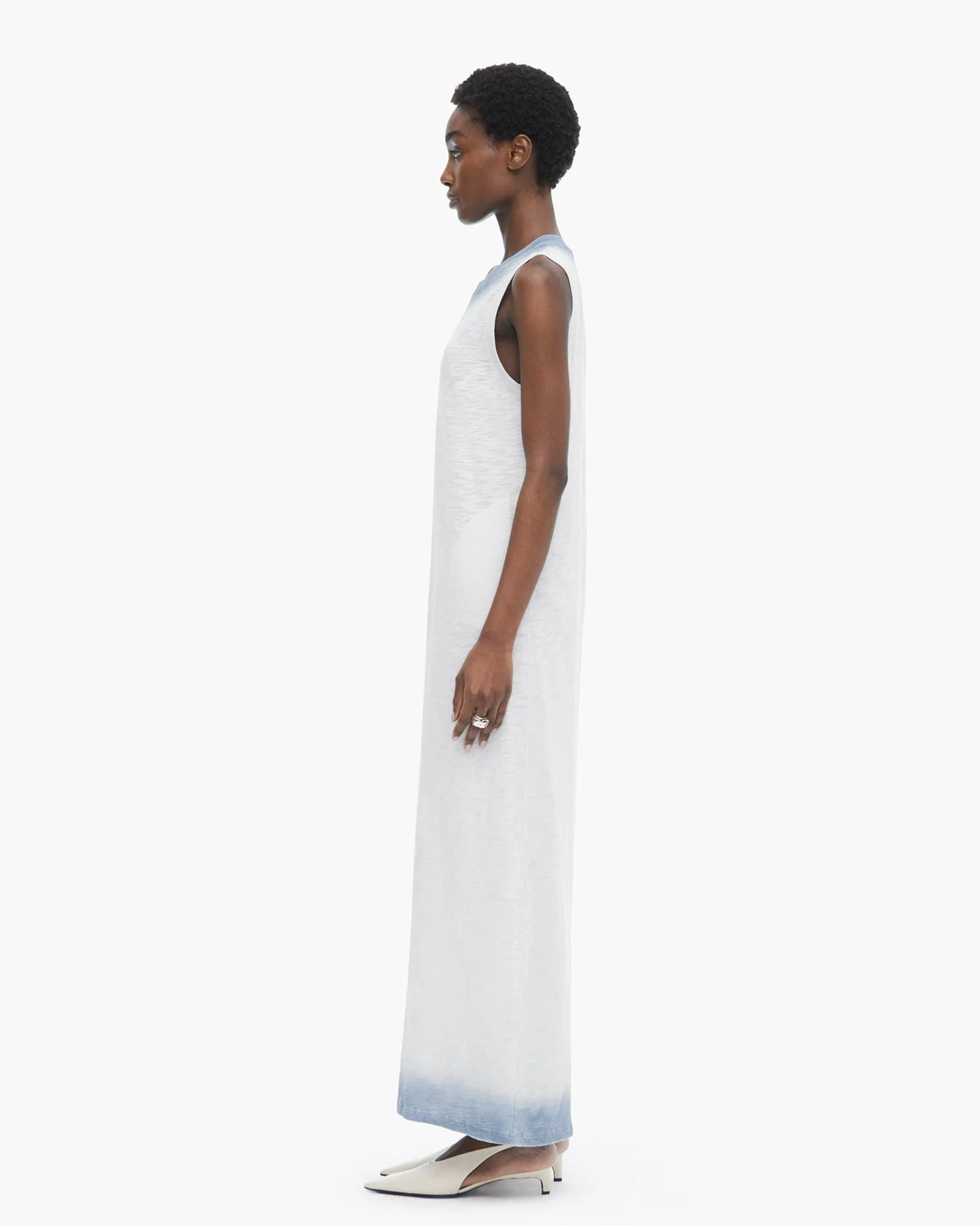 Spray Treatment Slub Jersey Dress - Silver-Wash Navy weekend wear