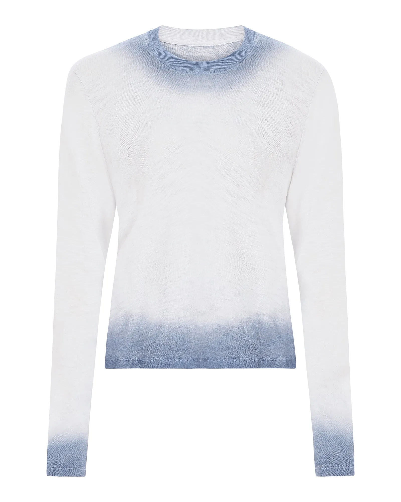 Spray Treatment Slub Jersey Long Sleeve Crewneck - Silver-Wash Navy slow fashion
