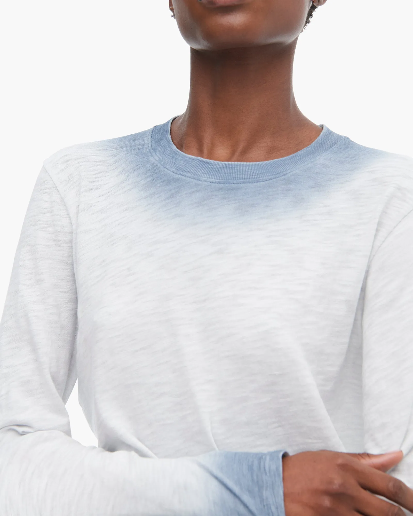 Spray Treatment Slub Jersey Long Sleeve Crewneck - Silver-Wash Navy midseason pick