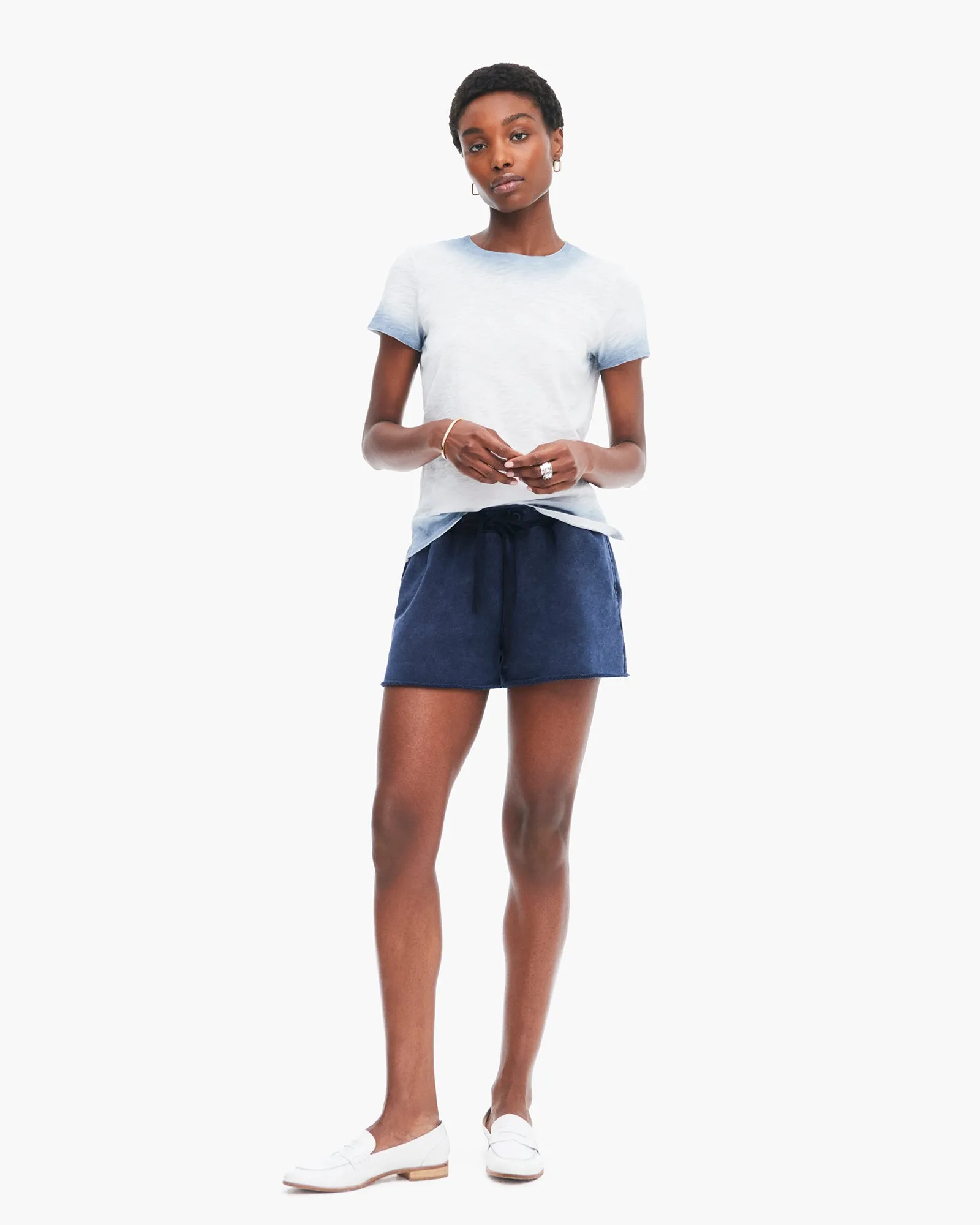 Spray Treatment Slub Jersey Schoolboy Tee - Silver-Wash Navy go-to gear