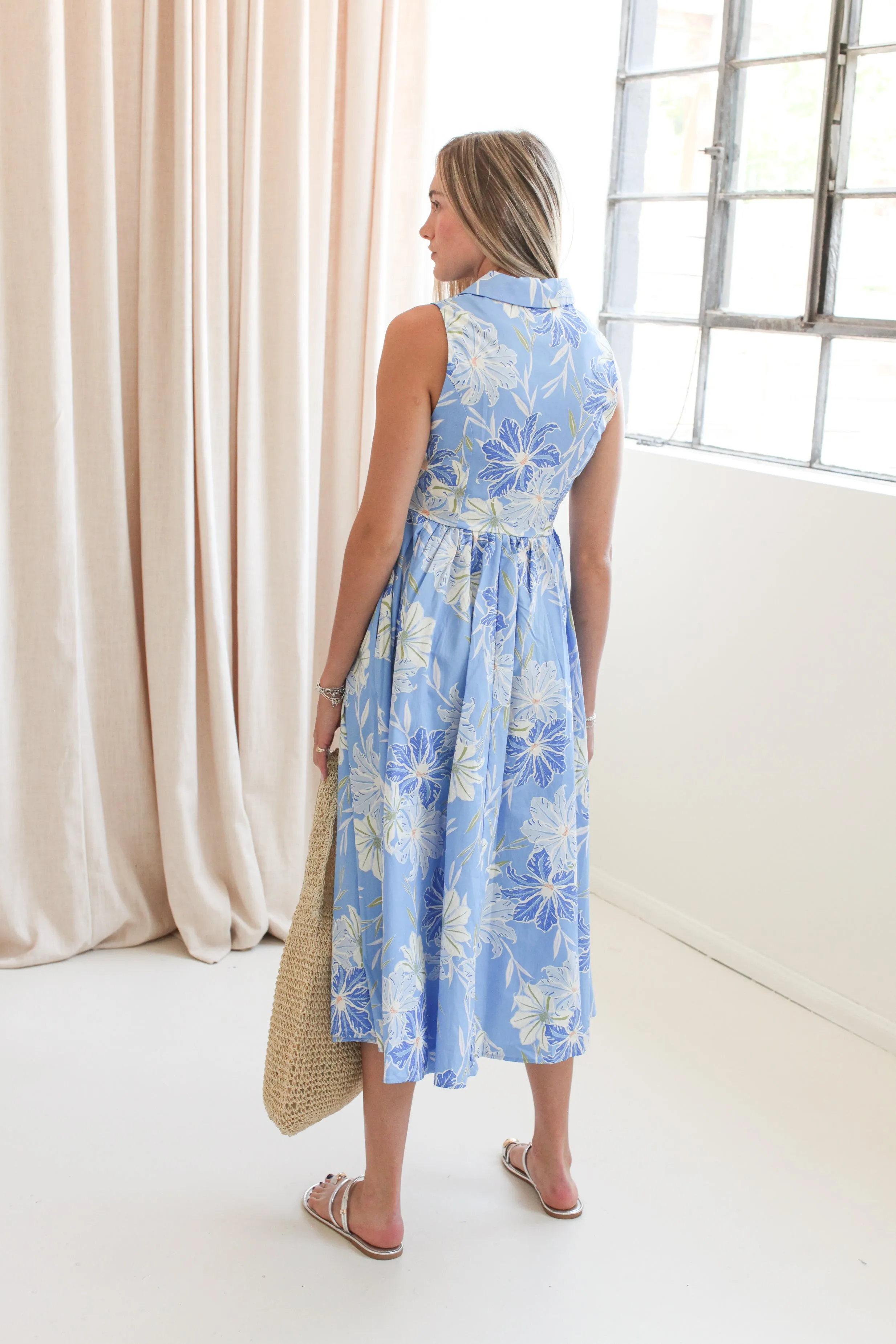 Stevie Collared Midi Dress tropical feel