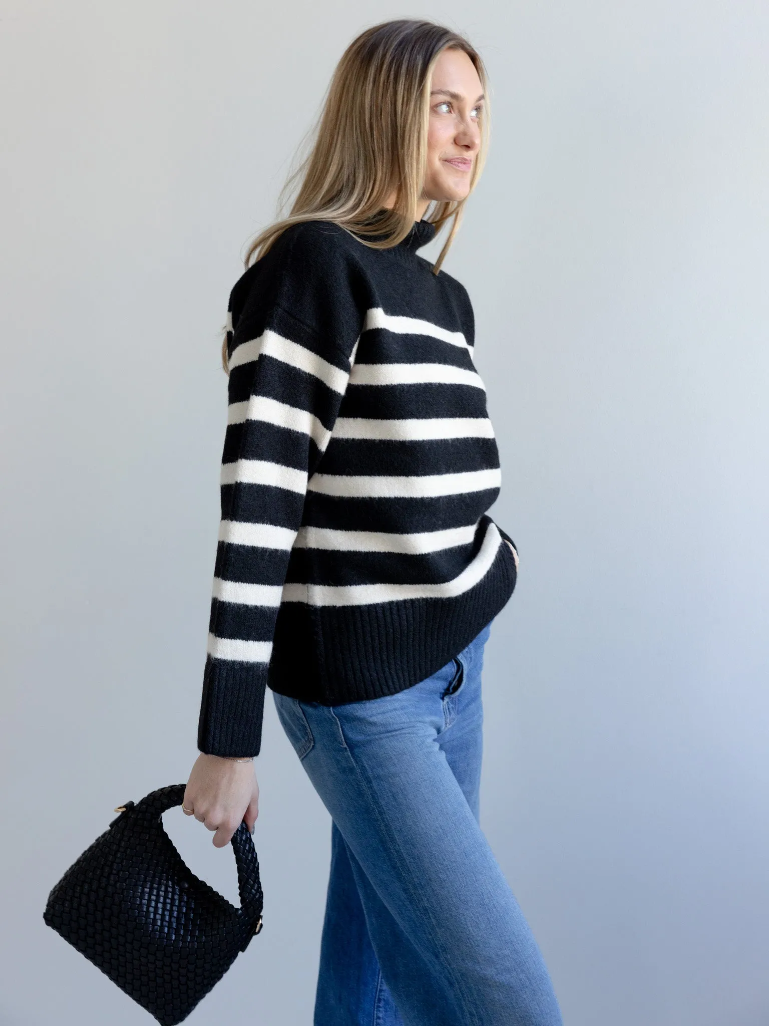 Stripe Turtle Neck Sweater Fall Layers