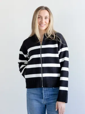 Stripe Zip Sweater Layer Mood