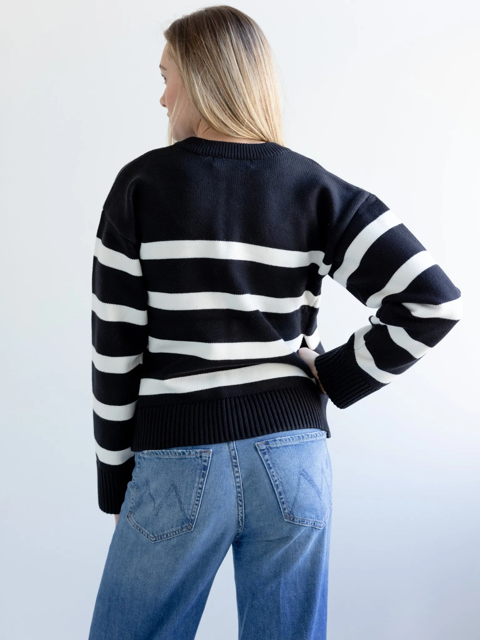 Stripe Zip Sweater Layer Up