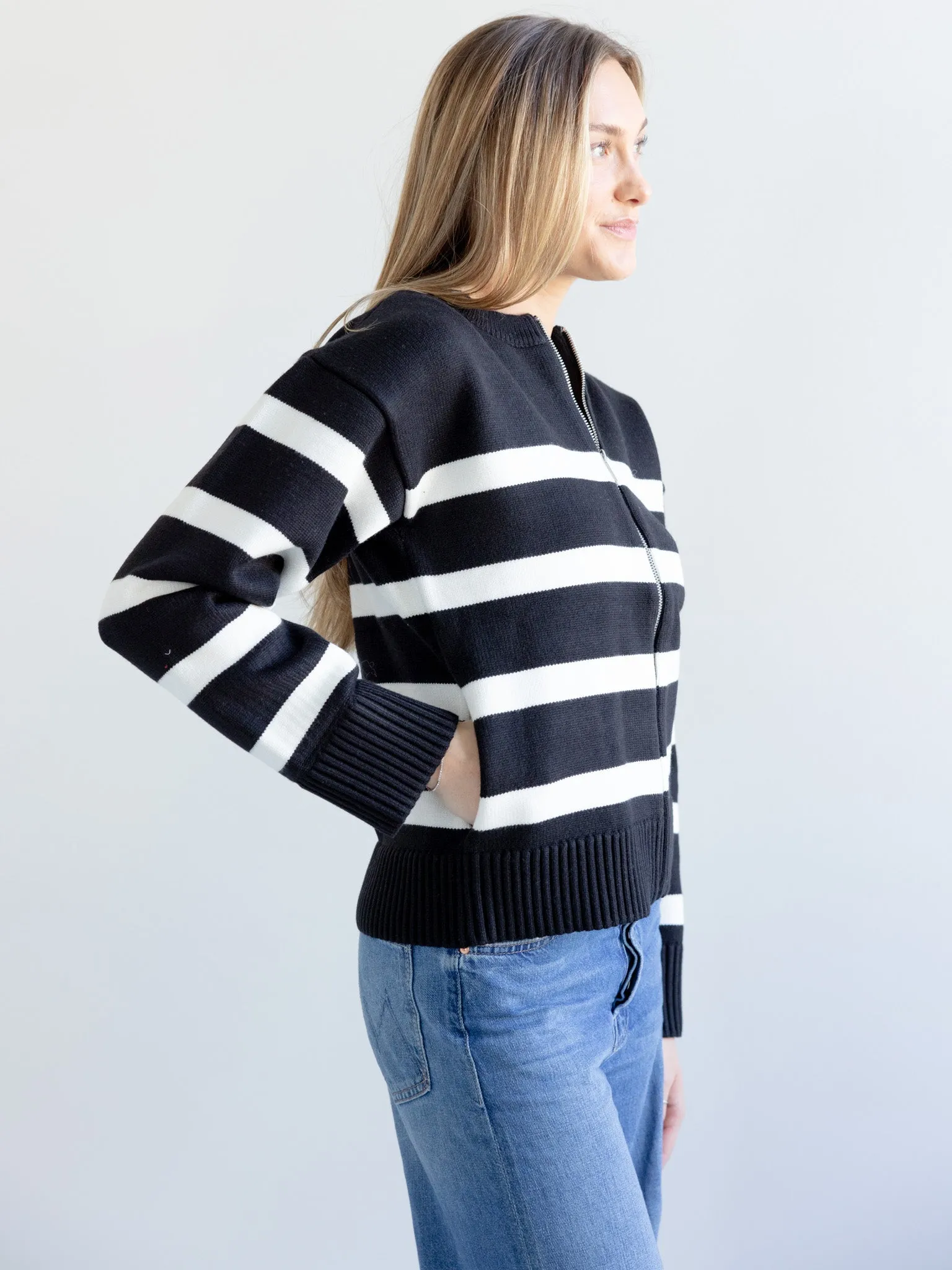 Stripe Zip Sweater Style Mind