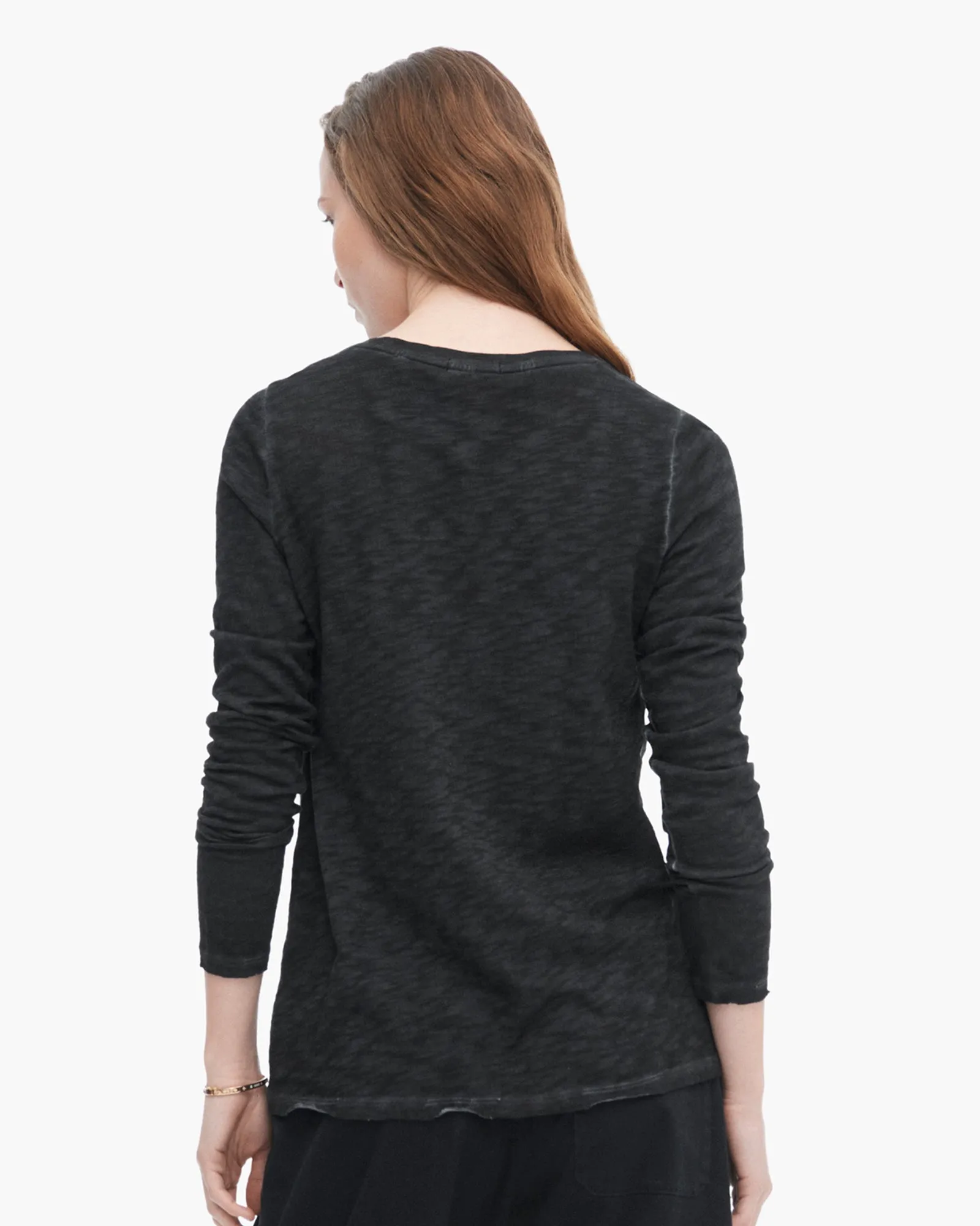Sublime Wash Slub Jersey Long Sleeve Destroyed Crew - Black relax style