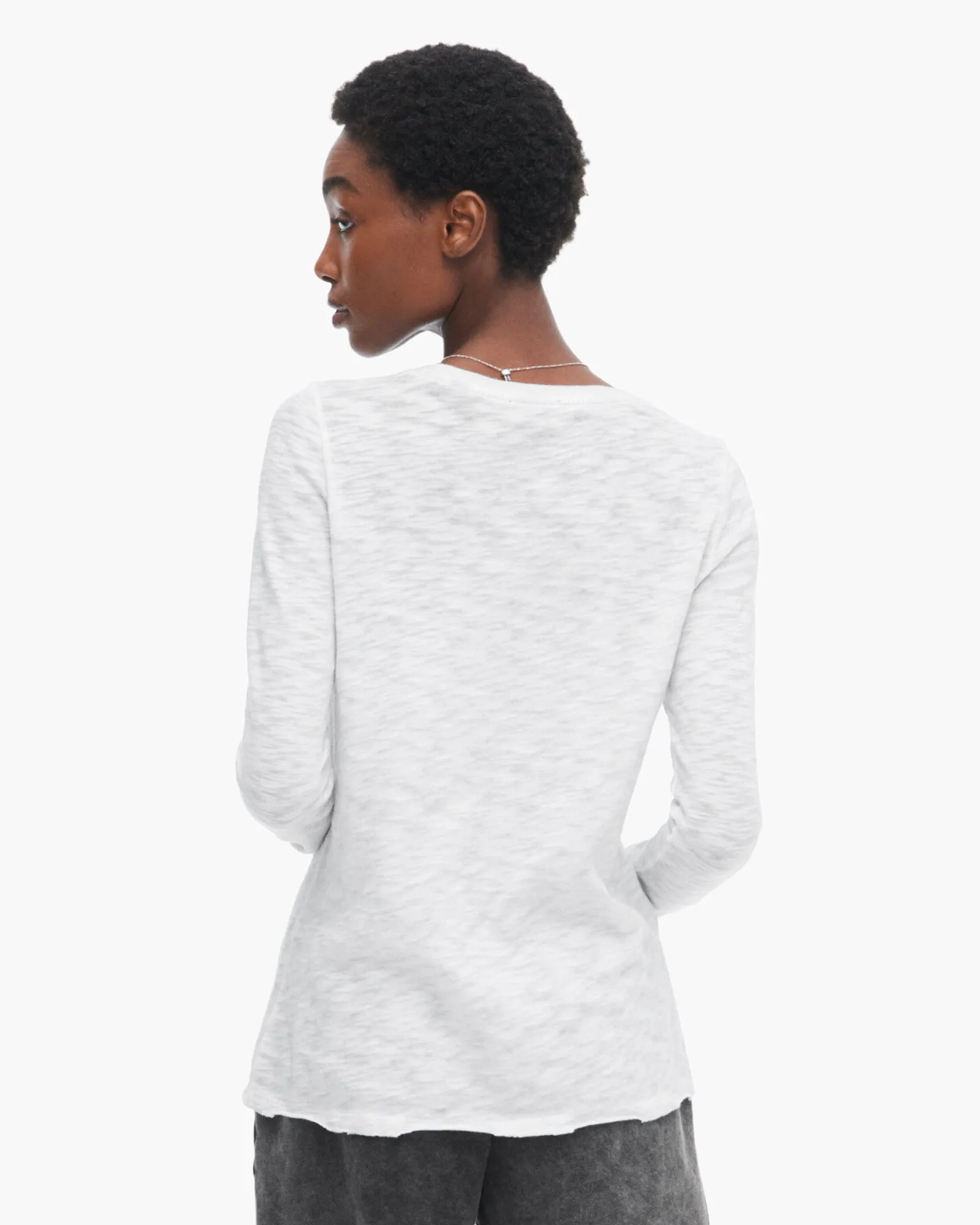 Sublime Wash Slub Jersey Long Sleeve Destroyed Crew - Silver sporty edge