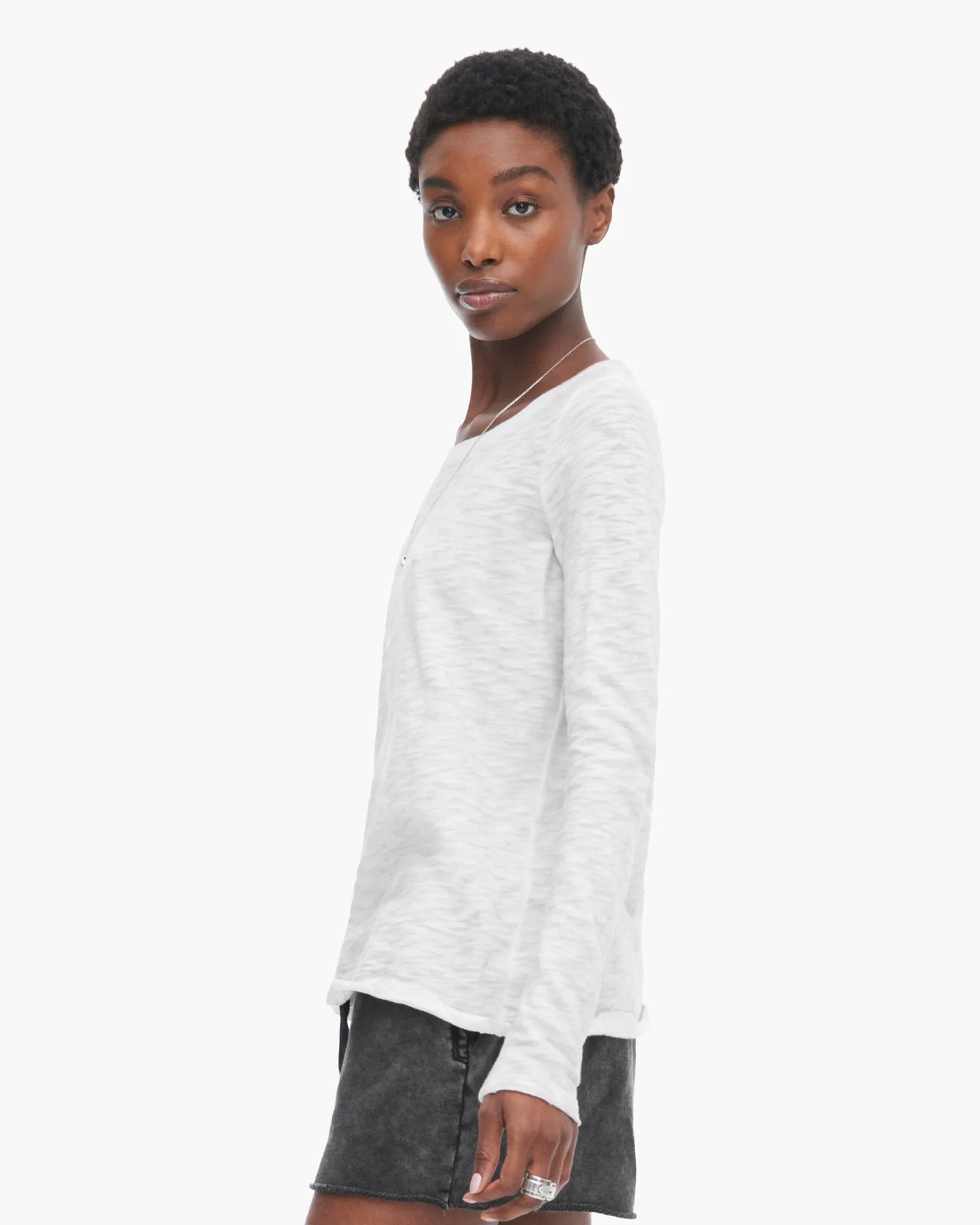Sublime Wash Slub Jersey Long Sleeve Destroyed Crew - Silver fashion mood