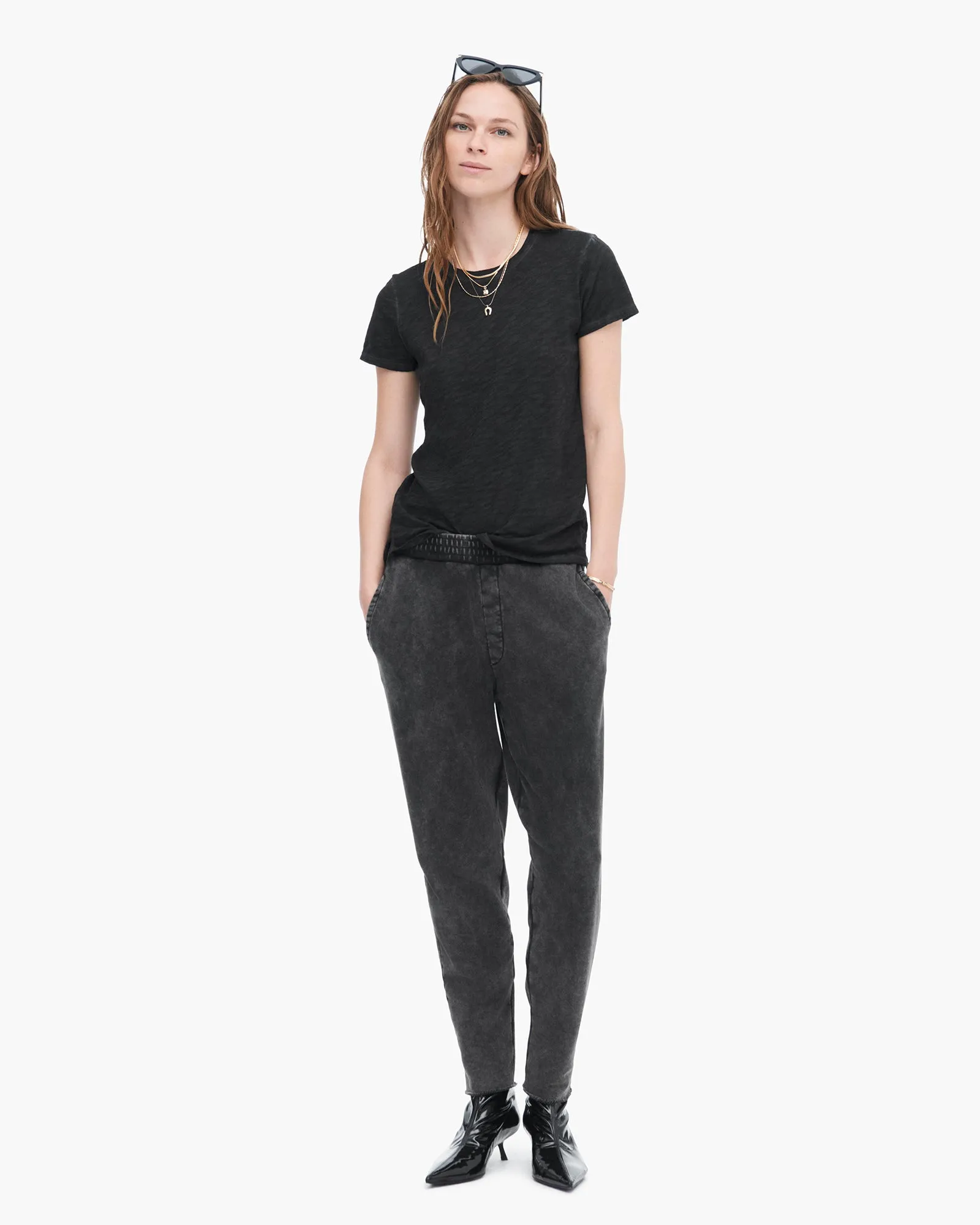 Sublime Wash Slub Jersey Schoolboy Tee - Black carefree mood