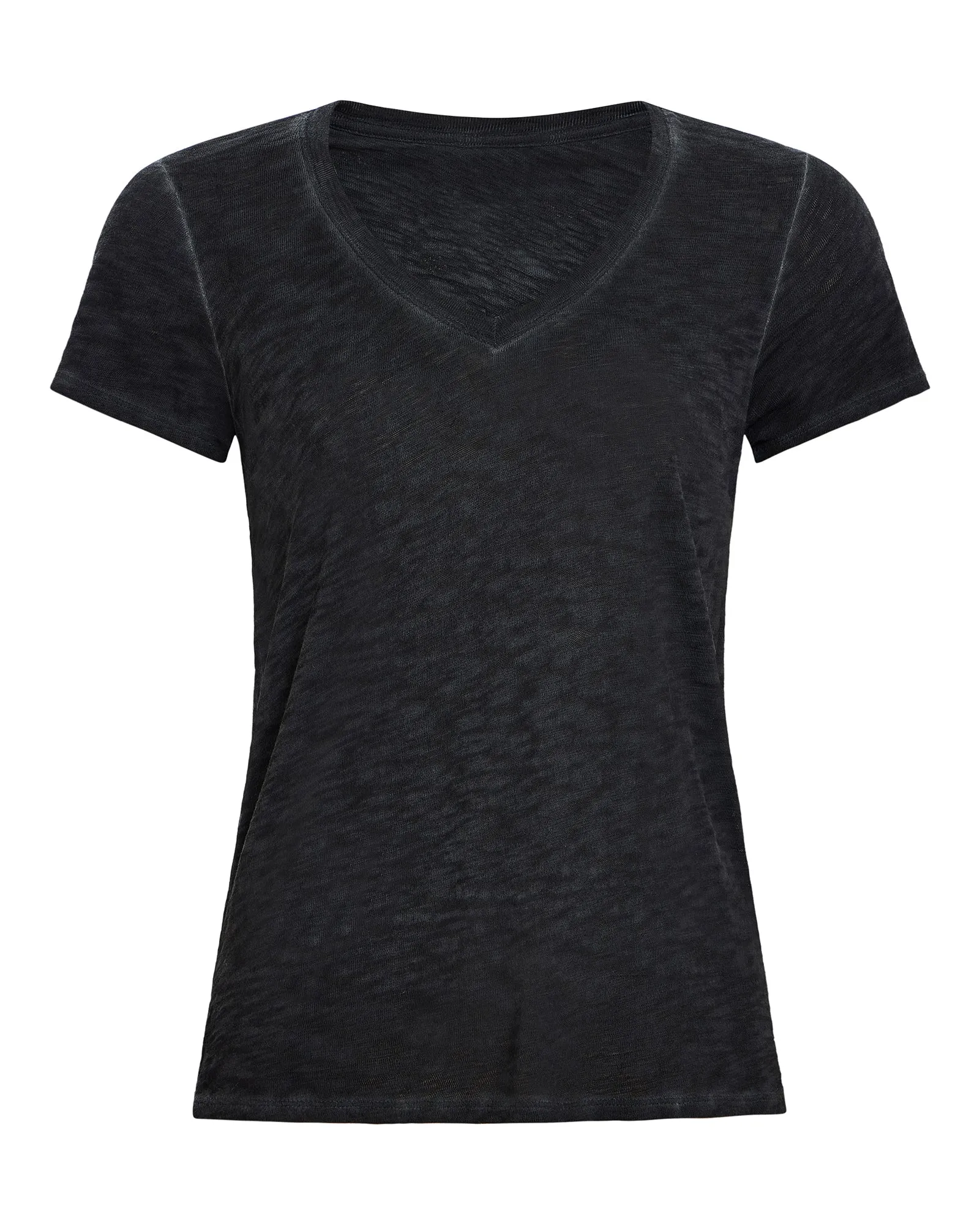 Sublime Wash Slub Jersey Schoolboy V-Neck Tee - Black clear style