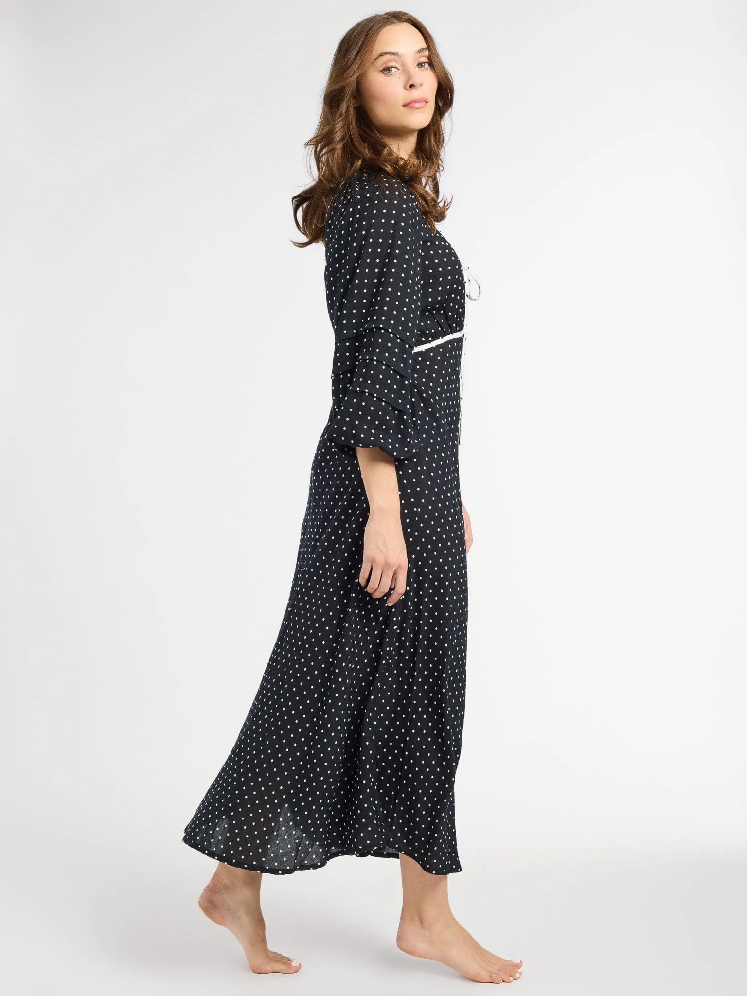 Suki Dress in Black & White Dot street edit