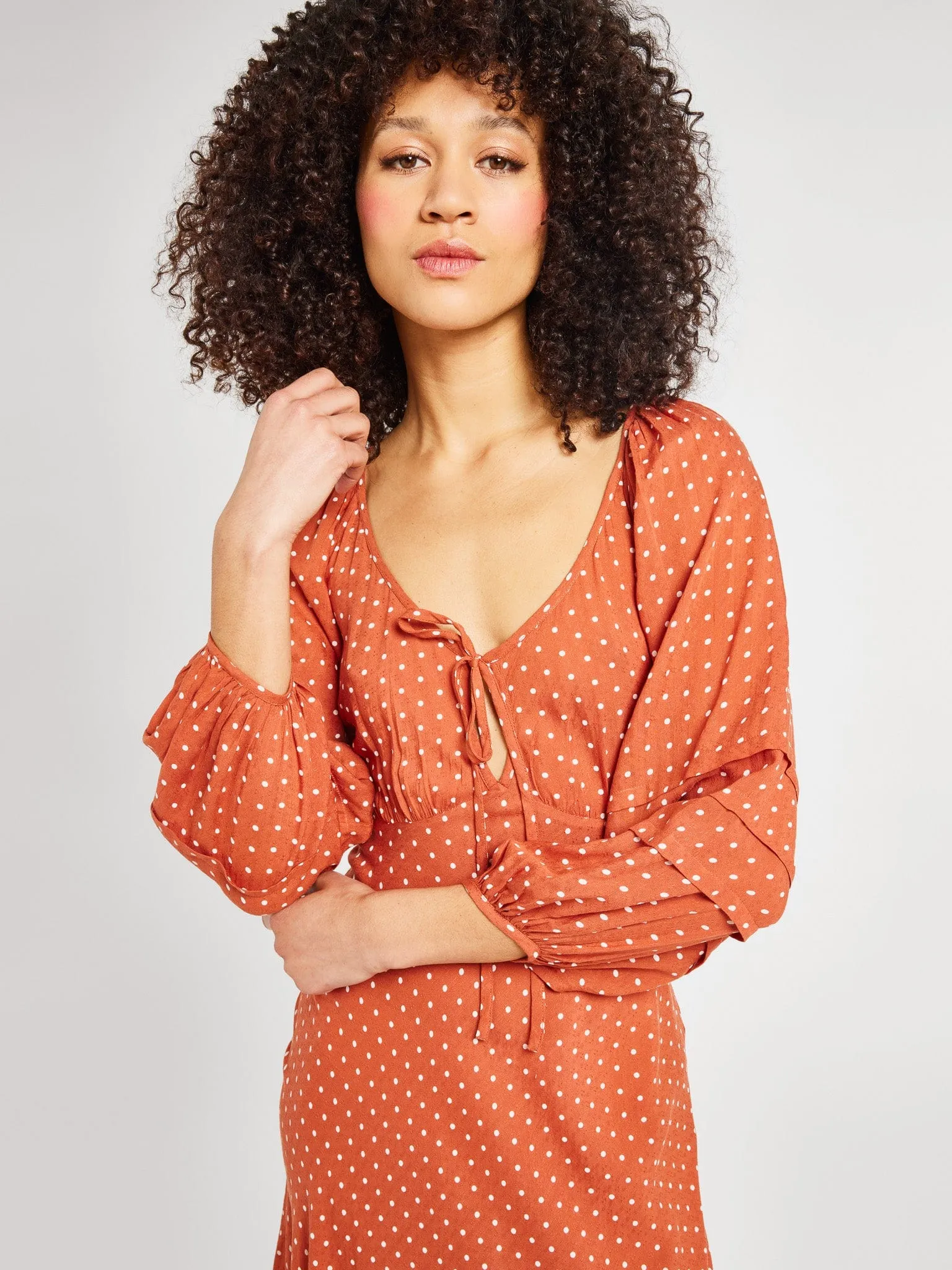 Suki Dress in Terracotta Dot flirty style