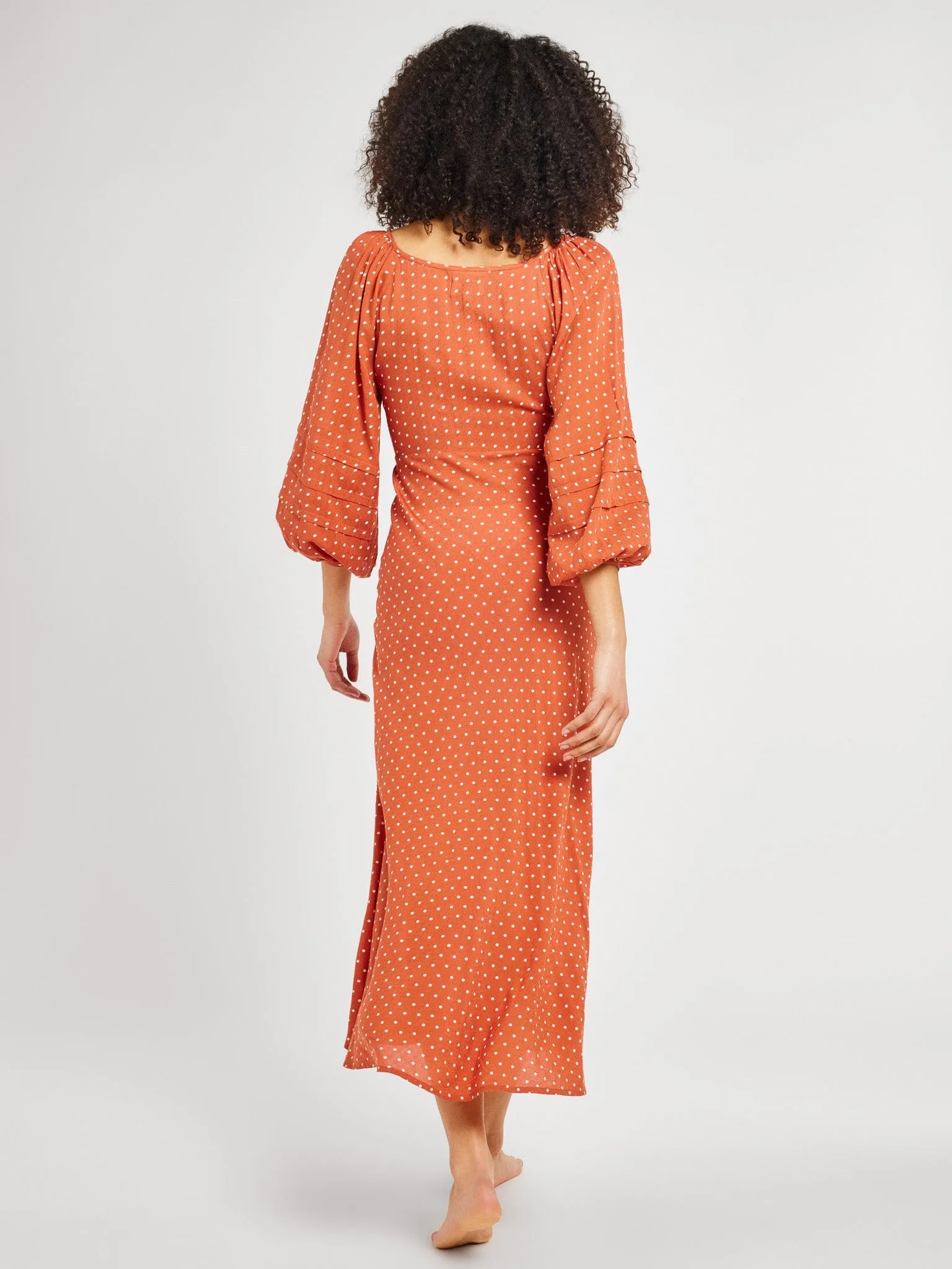 Suki Dress in Terracotta Dot floral theme