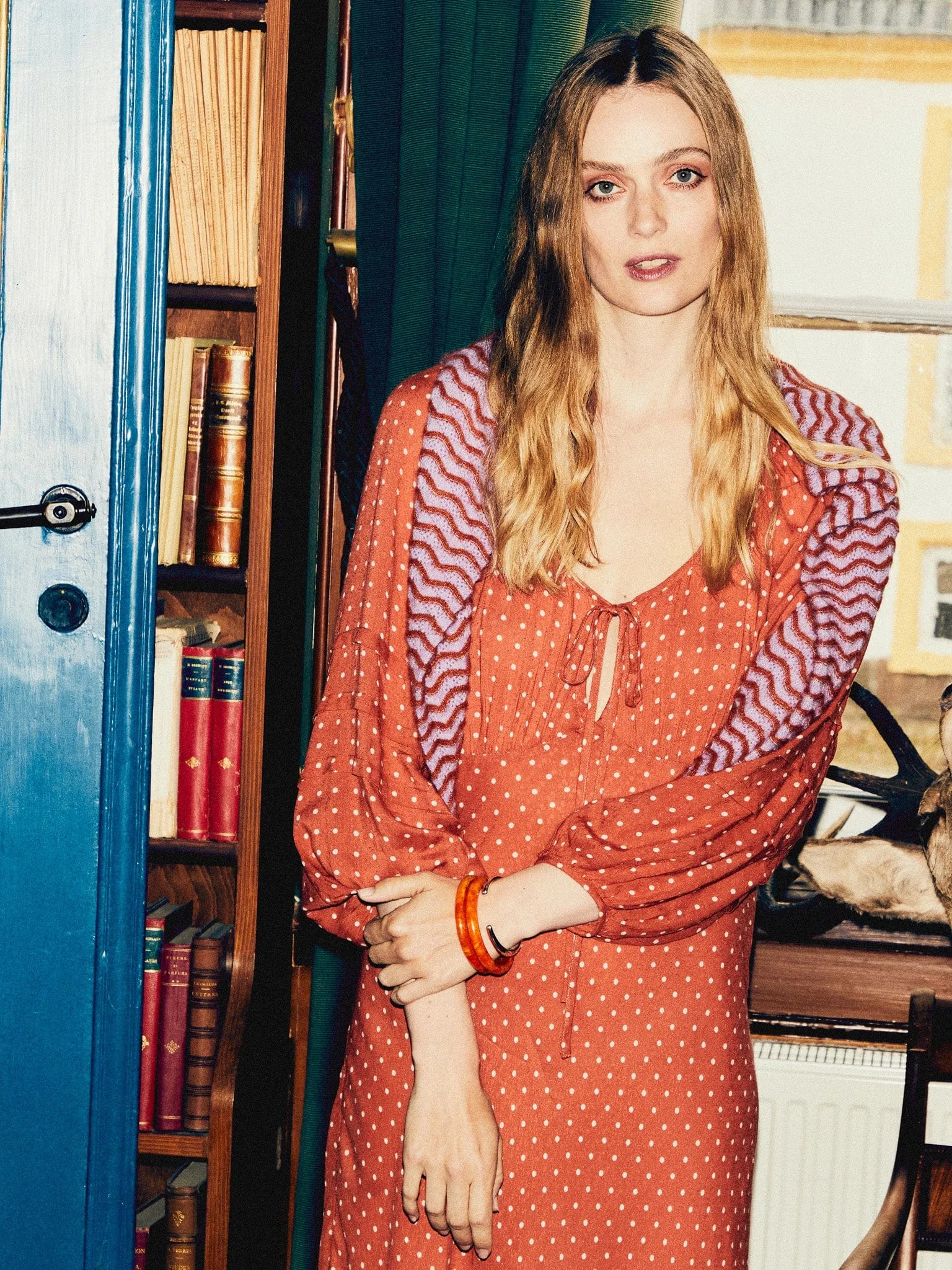 Suki Dress in Terracotta Dot airy glam