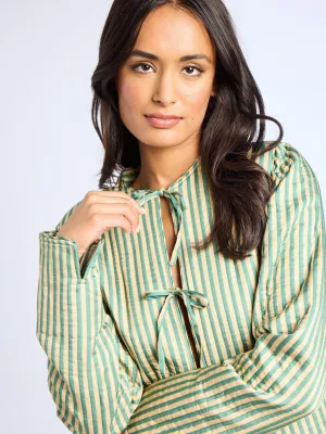 Sylvie Jacket in Almond & Green Stripe comfort mode